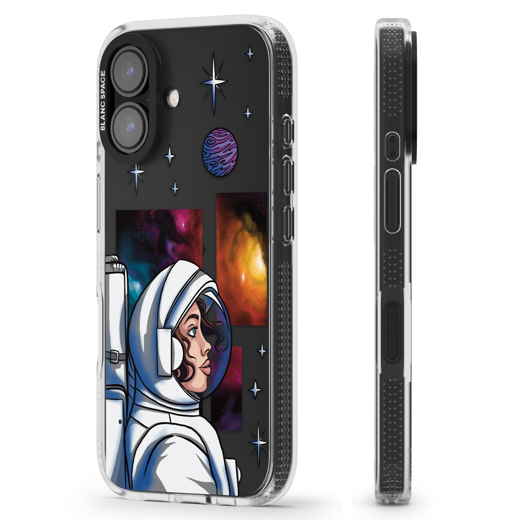 Cosmic Ambition iPhone 16 / 16 Plus Clear Case Impact Air - Blanc Space