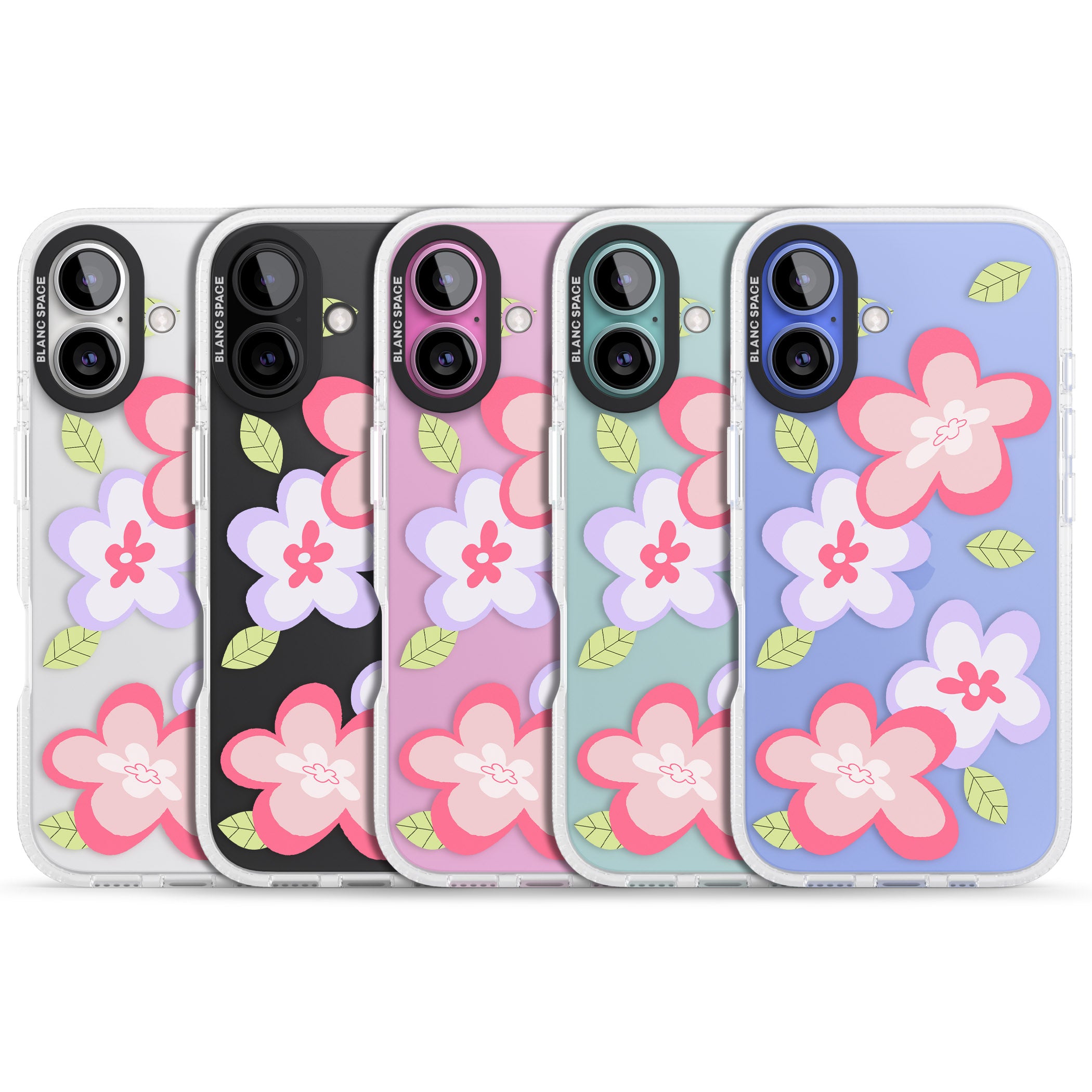 Funky Flowers iPhone 16 / 16 Plus Clear Case Impact Air - Blanc Space