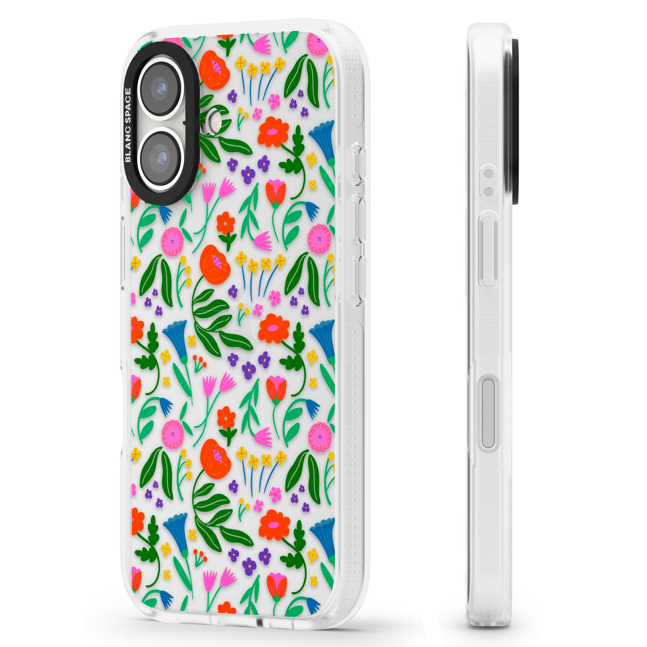 Summer Floral Fiesta iPhone 16 / 16 Plus Clear Case Impact Air - Blanc Space