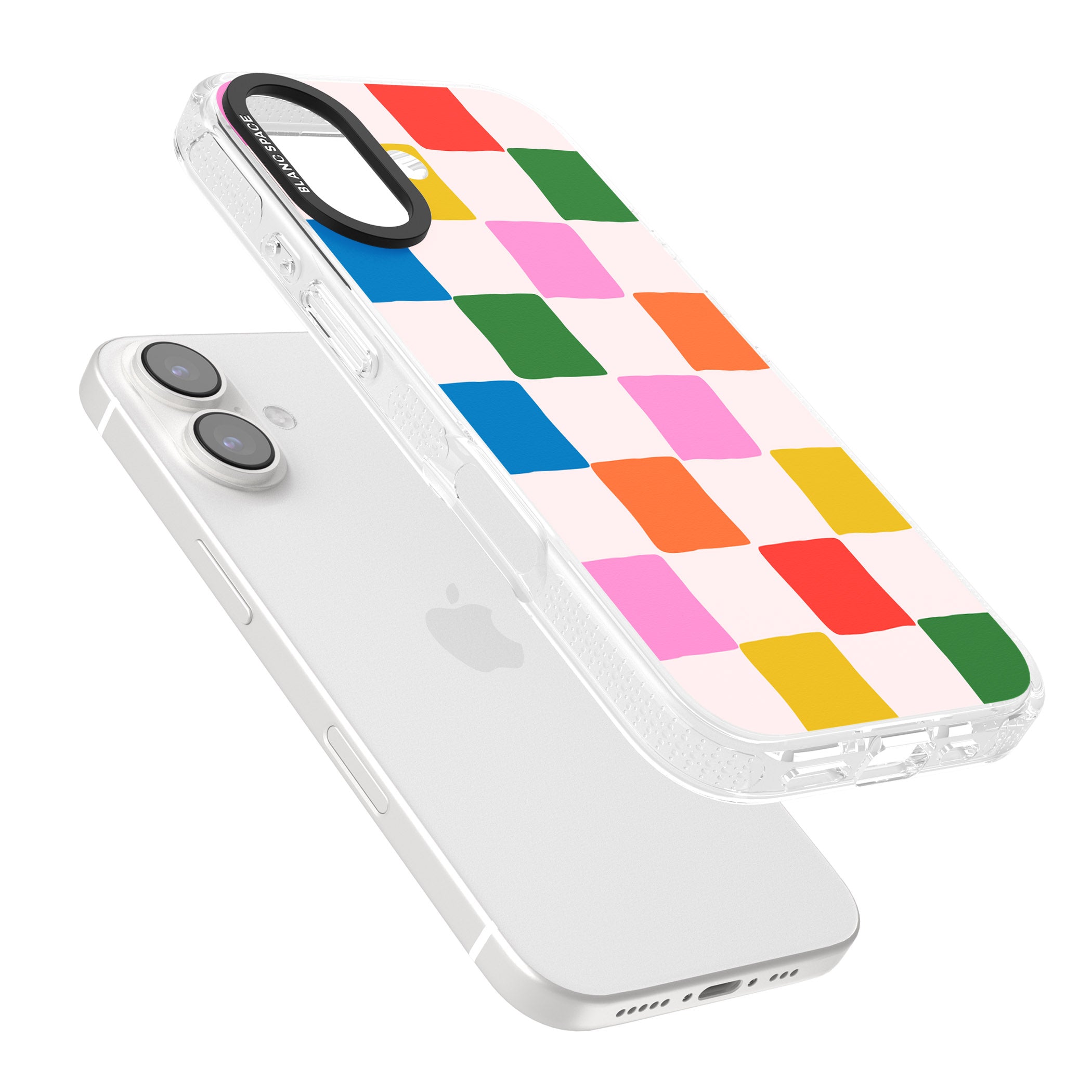 Colour Checked iPhone 16 / 16 Plus Clear Case Impact Air - Blanc Space