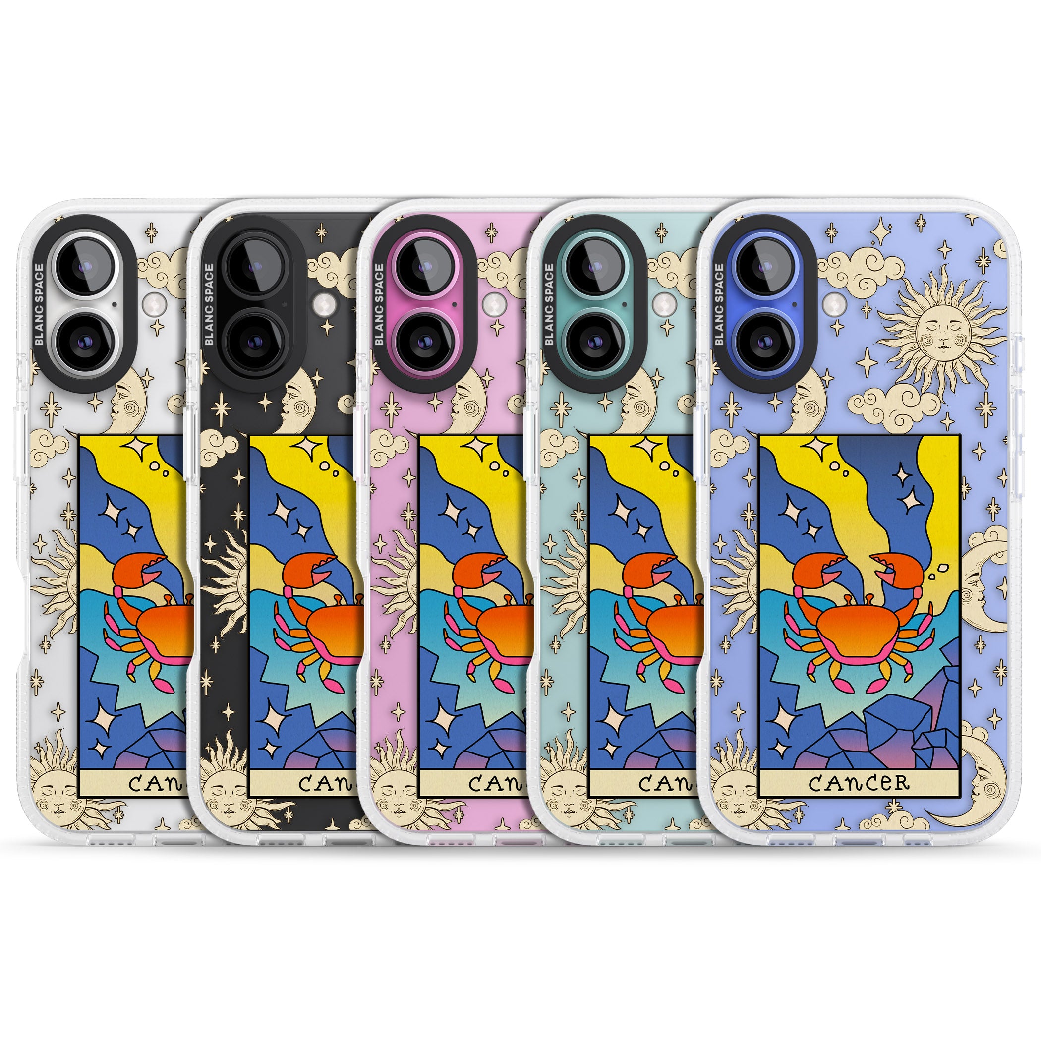 Celestial Zodiac - Cancer iPhone 16 / 16 Plus Clear Case Impact Air - Blanc Space