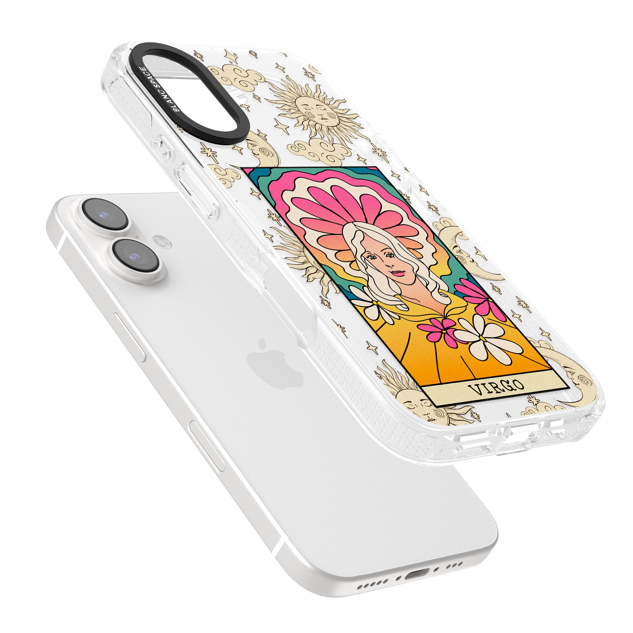 Celestial Zodiac - Virgo iPhone 16 / 16 Plus Clear Case Impact Air - Blanc Space