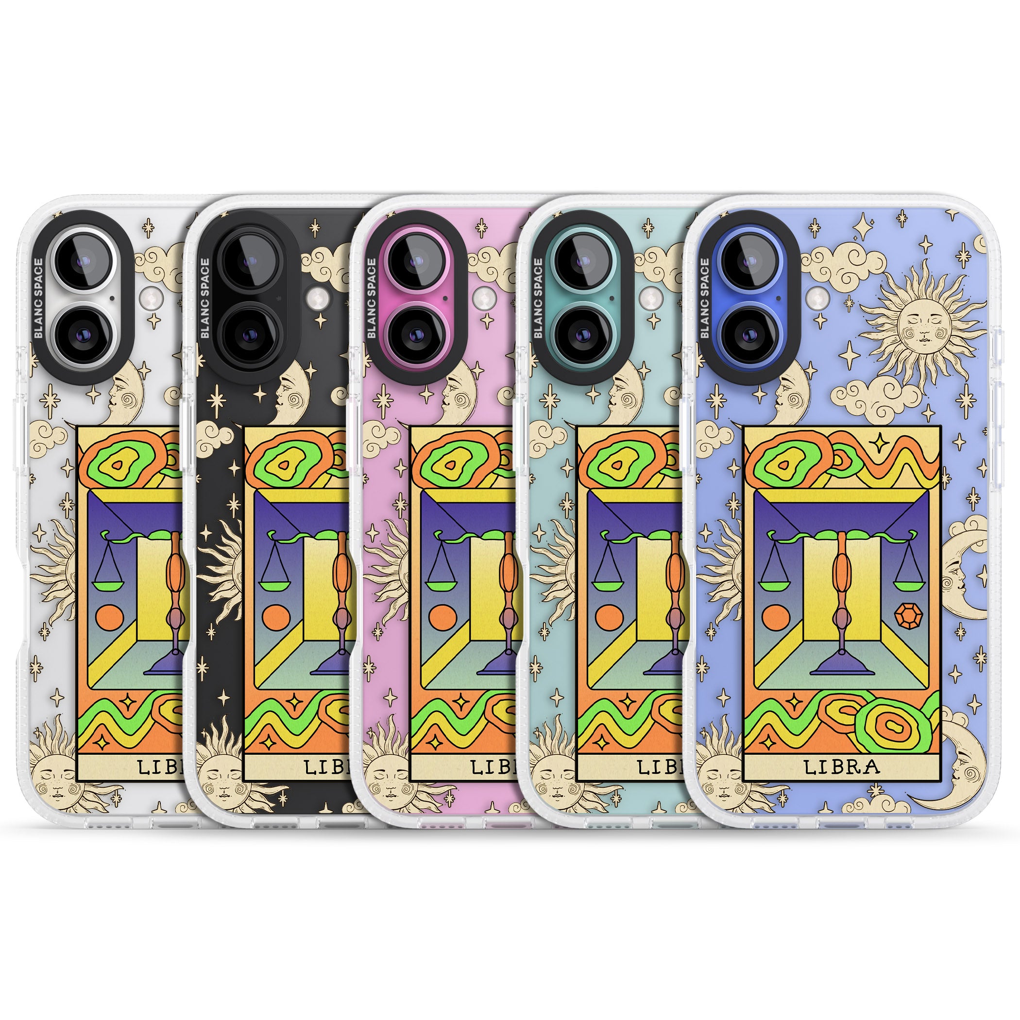 Celestial Zodiac - Libra iPhone 16 / 16 Plus Clear Case Impact Air - Blanc Space