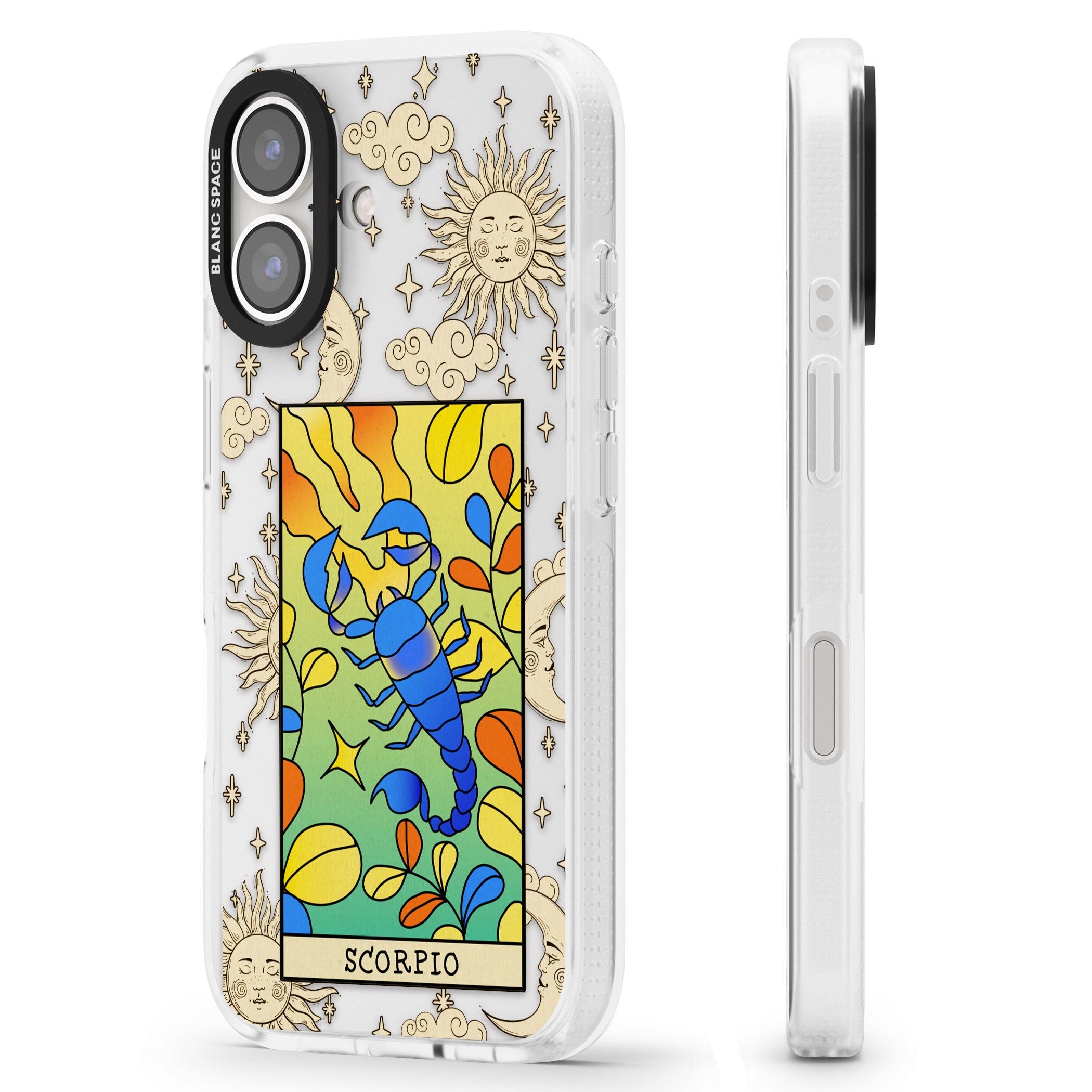 Celestial Zodiac - Scorpio iPhone 16 / 16 Plus Clear Case Impact Air - Blanc Space
