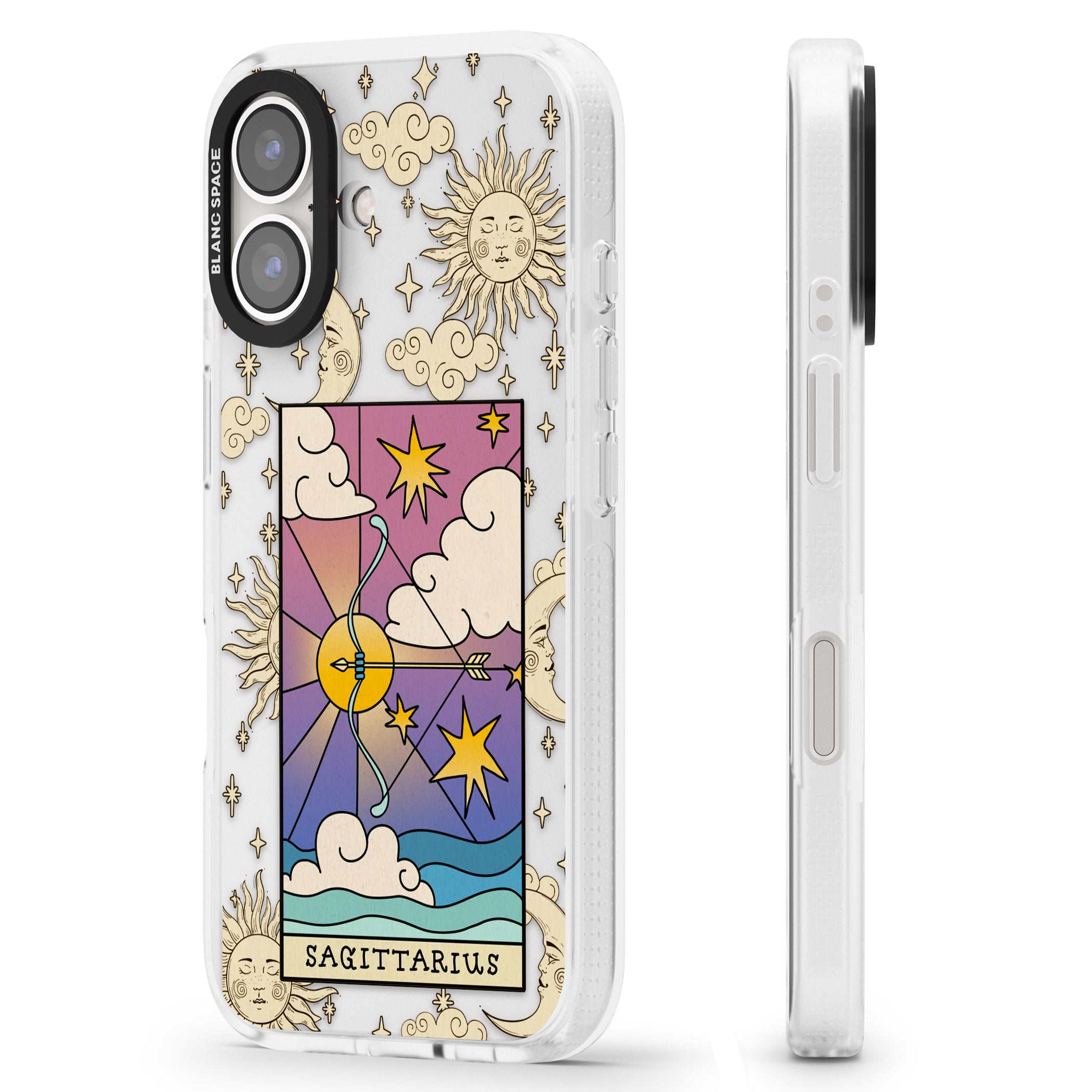 Celestial Zodiac - Sagittarius iPhone 16 / 16 Plus Clear Case Impact Air - Blanc Space