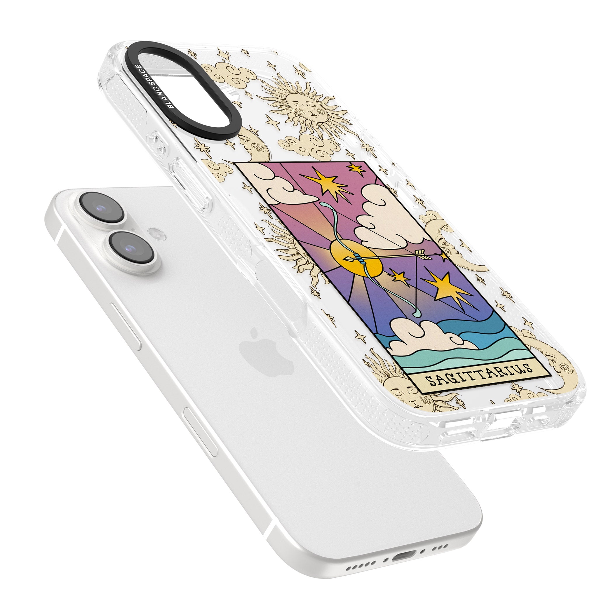 Celestial Zodiac - Sagittarius iPhone 16 / 16 Plus Clear Case Impact Air - Blanc Space