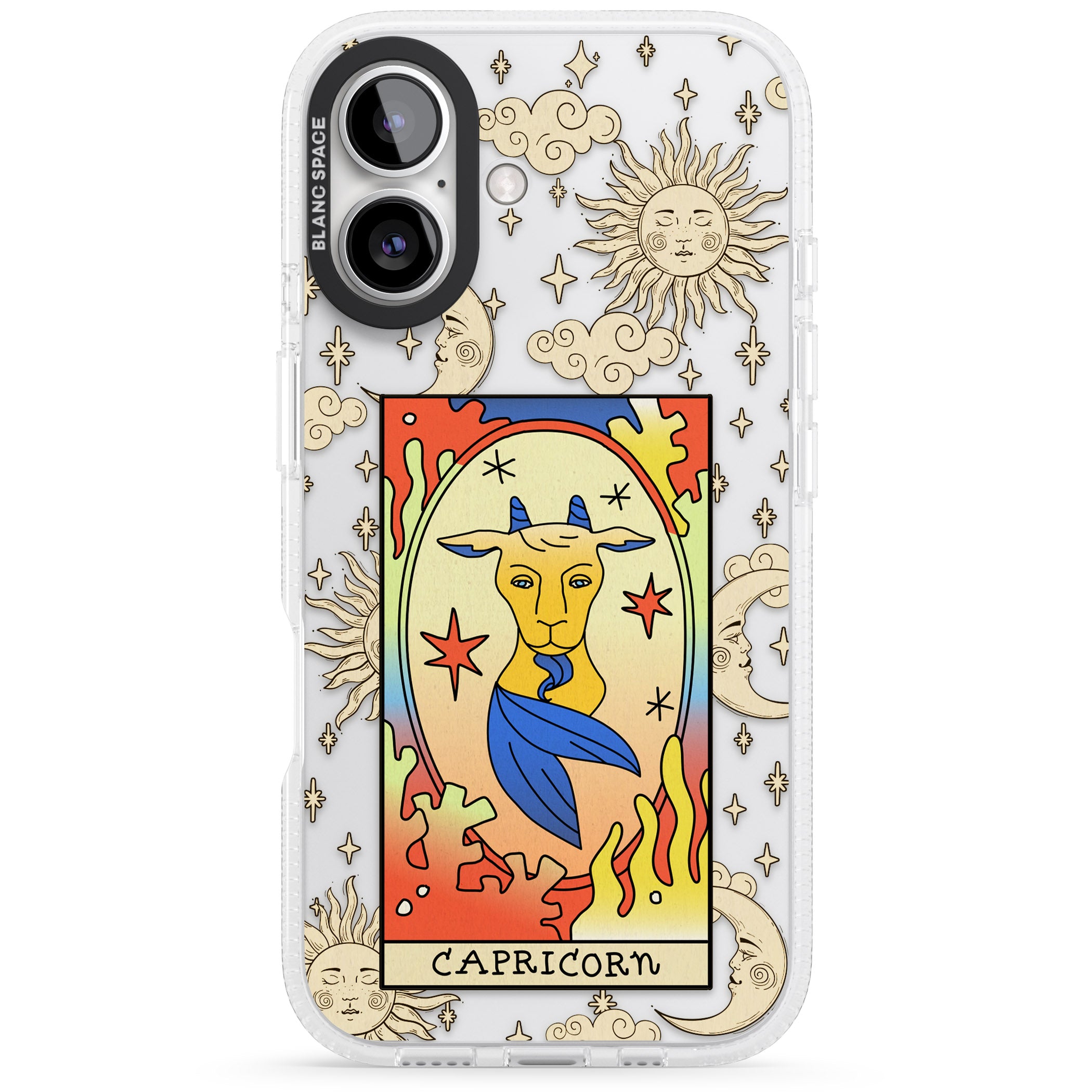 Celestial Zodiac - Capricorn iPhone 16 / 16 Plus Clear Case Impact Air - Blanc Space