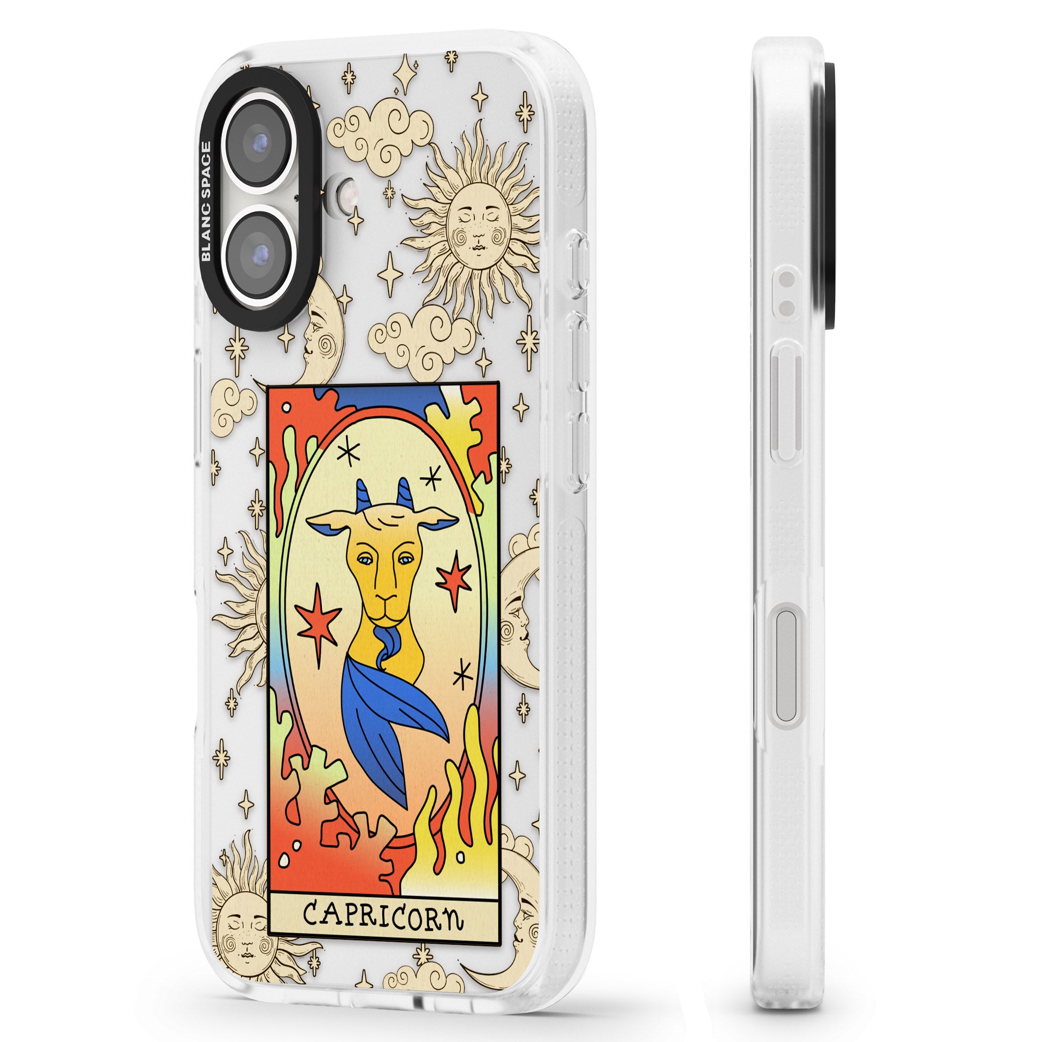 Celestial Zodiac - Capricorn iPhone 16 / 16 Plus Clear Case Impact Air - Blanc Space