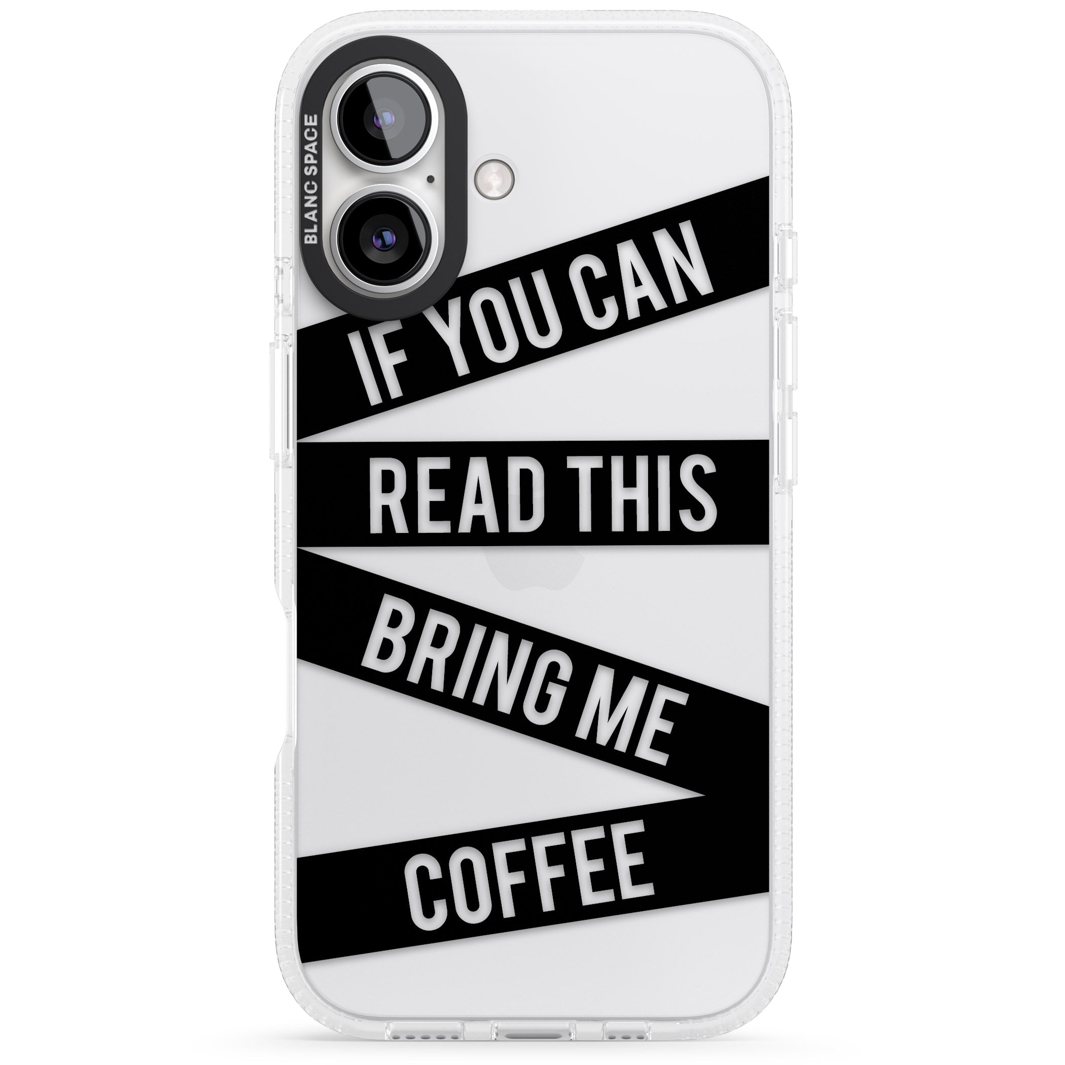 Black Stripes Bring Me Coffee iPhone 16 / 16 Plus Clear Case Impact Air - Blanc Space