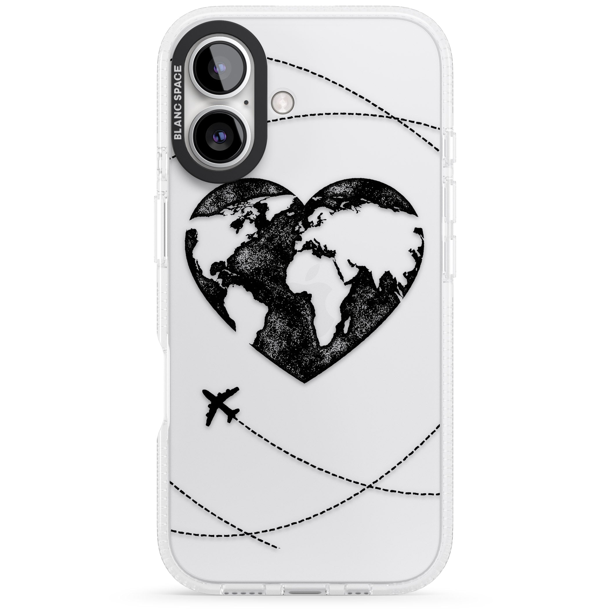 Globe Heart iPhone 16 / 16 Plus Clear Case Impact Air - Blanc Space