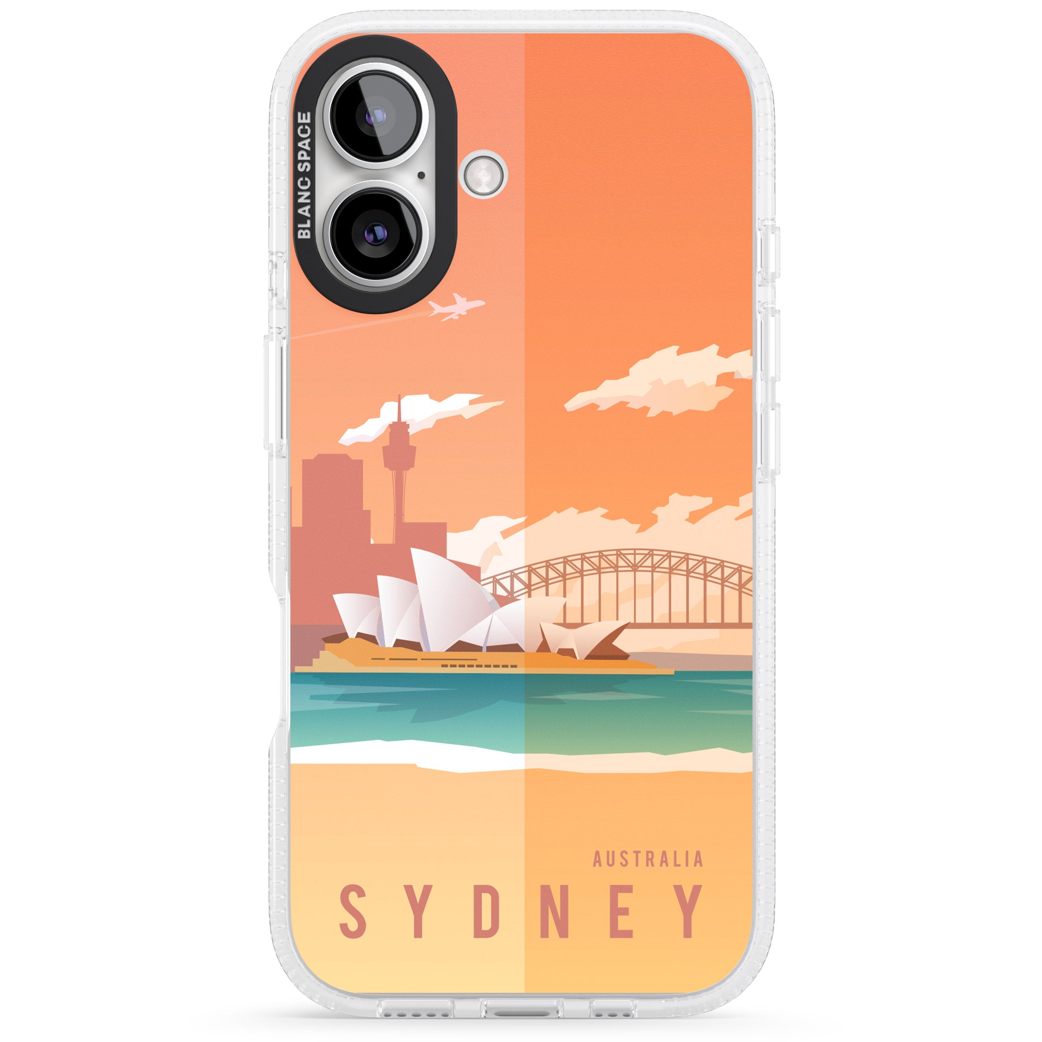 Vintage Travel Poster Sydney iPhone 16 / 16 Plus Clear Case Impact Air - Blanc Space