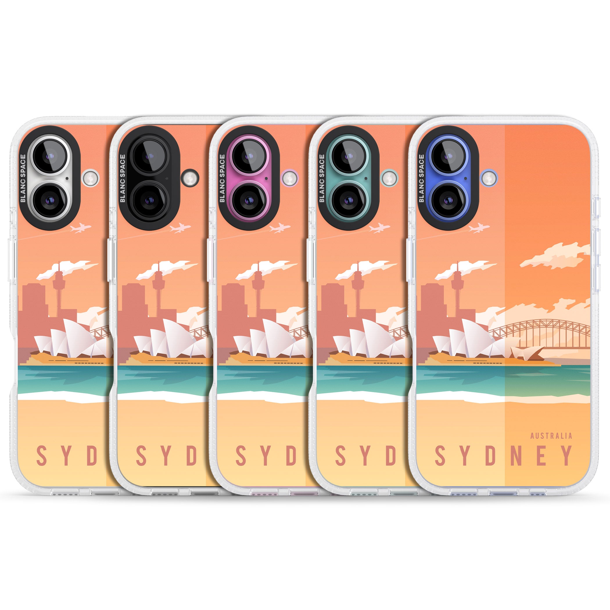 Vintage Travel Poster Sydney iPhone 16 / 16 Plus Clear Case Impact Air - Blanc Space