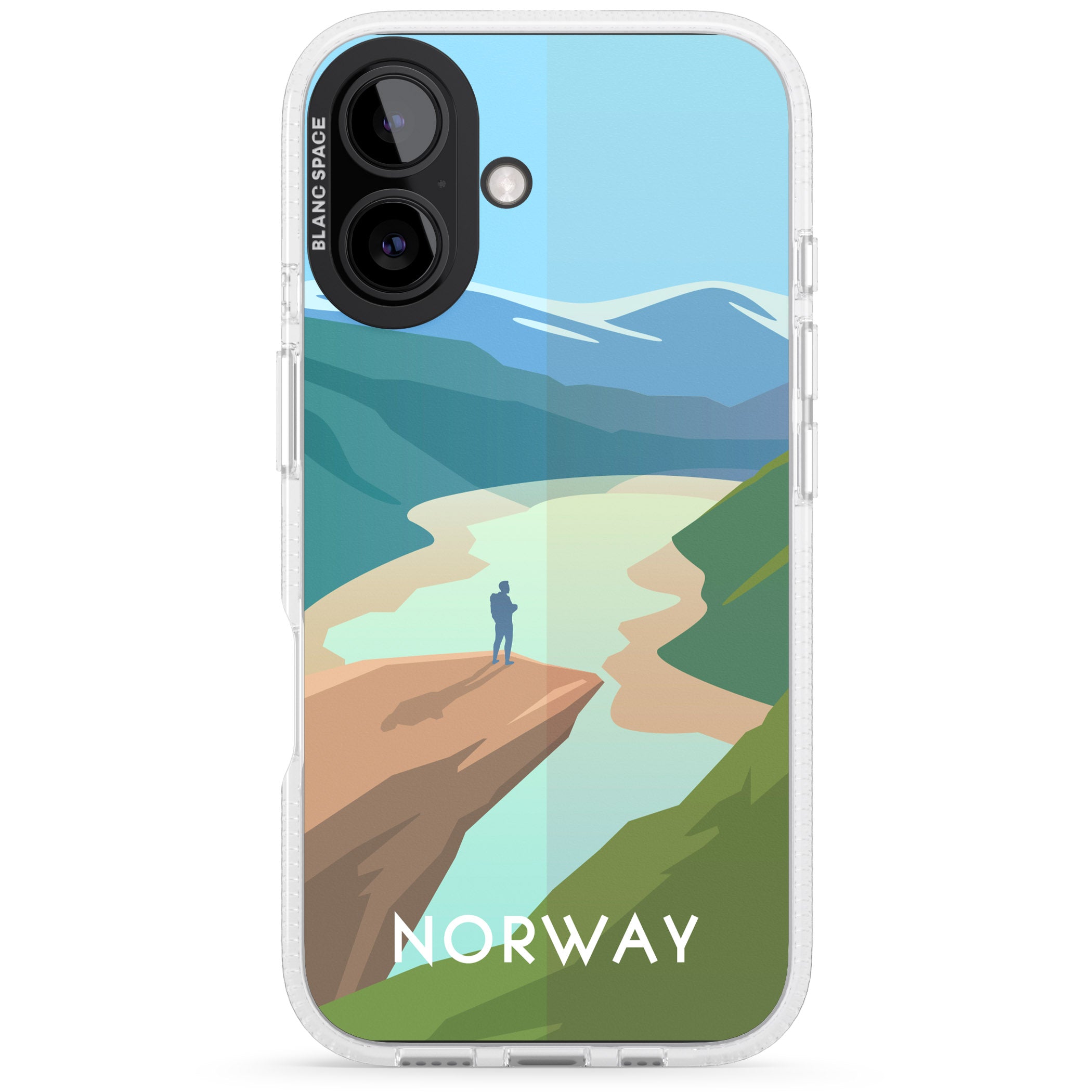Vintage Travel Poster Norway iPhone 16 / 16 Plus Clear Case Impact Air - Blanc Space