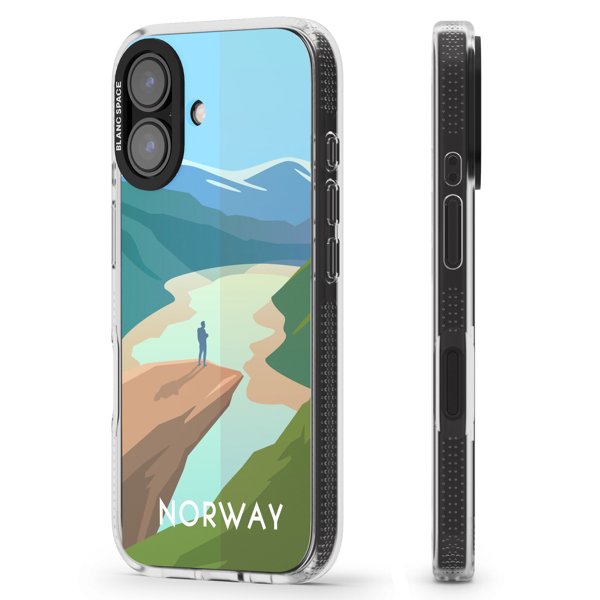Vintage Travel Poster Norway iPhone 16 / 16 Plus Clear Case Impact Air - Blanc Space