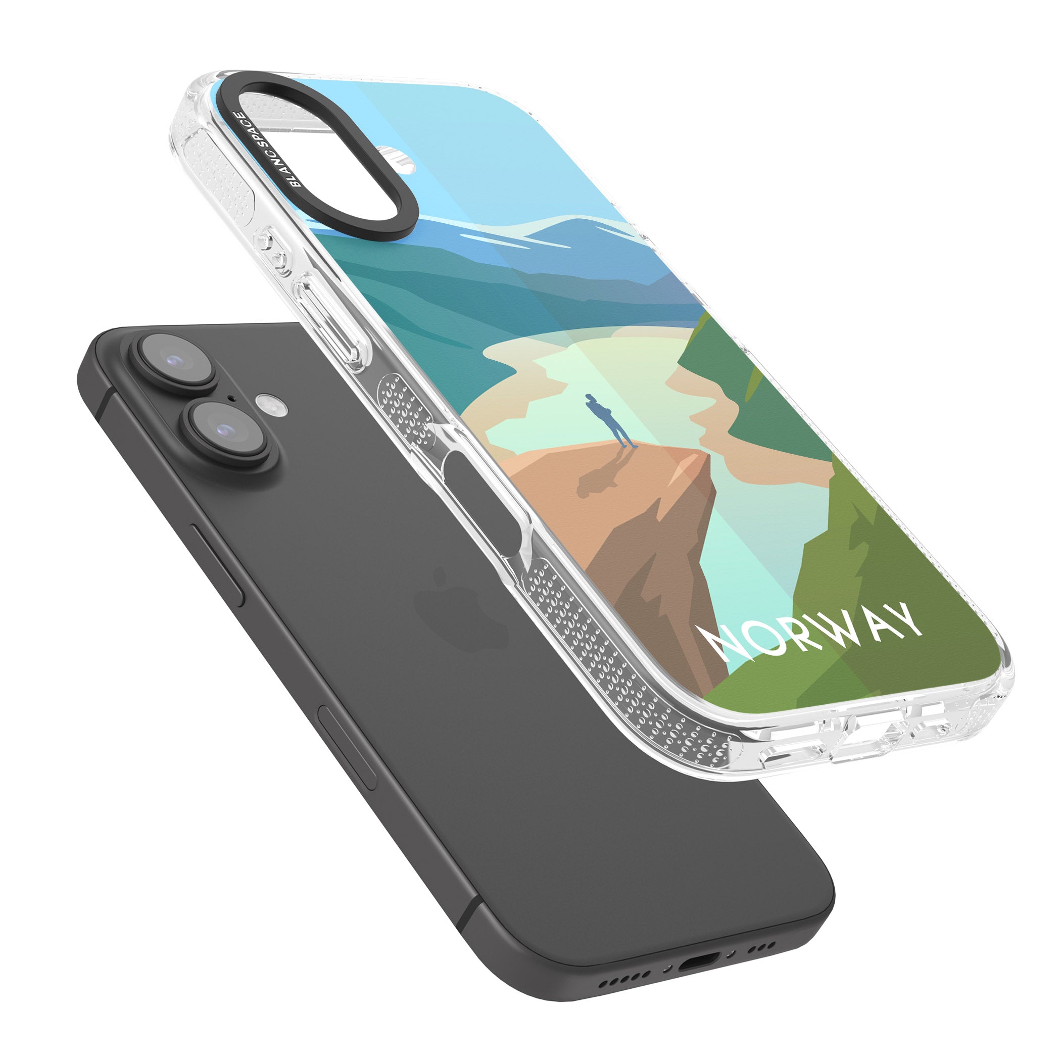 Vintage Travel Poster Norway iPhone 16 / 16 Plus Clear Case Impact Air - Blanc Space