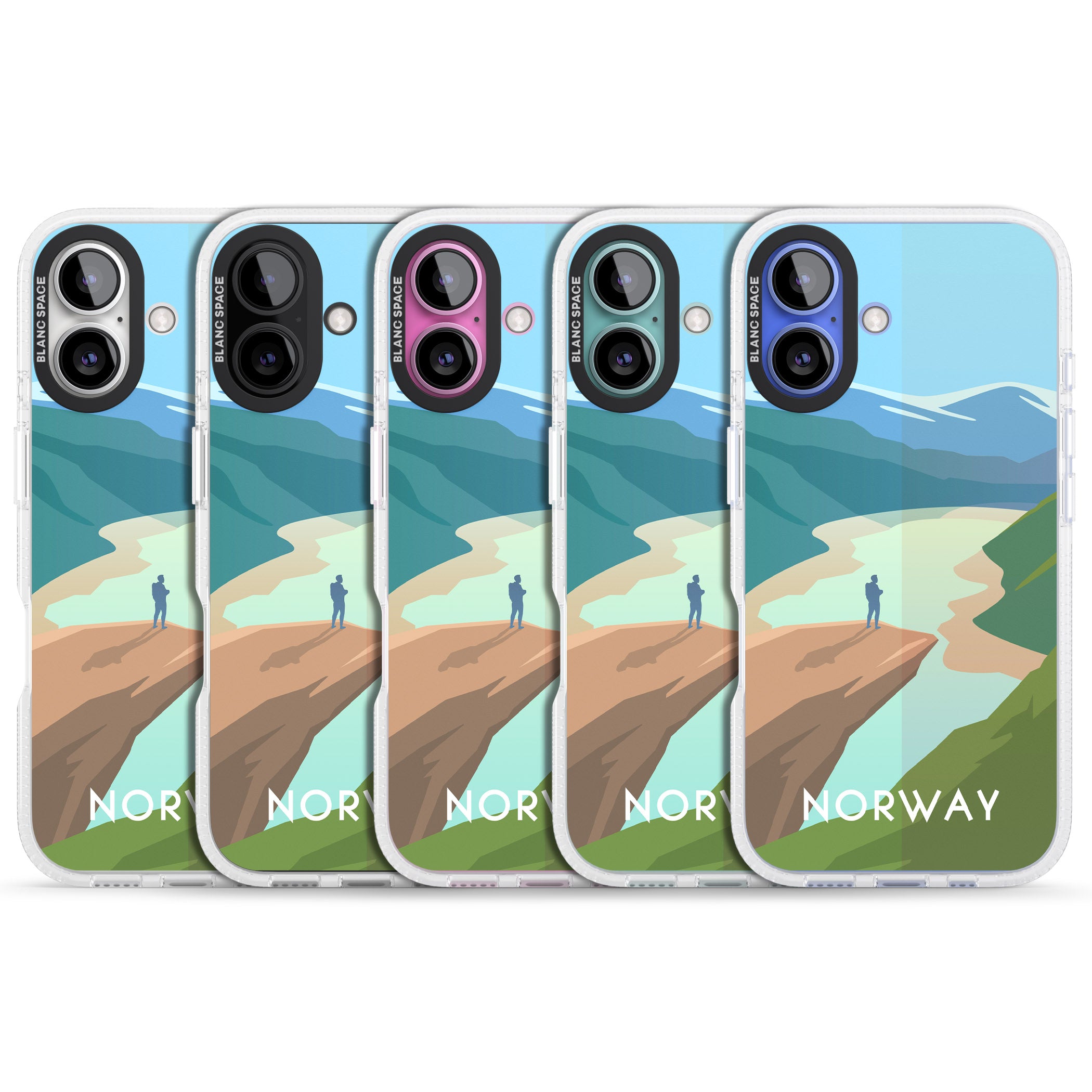 Vintage Travel Poster Norway iPhone 16 / 16 Plus Clear Case Impact Air - Blanc Space