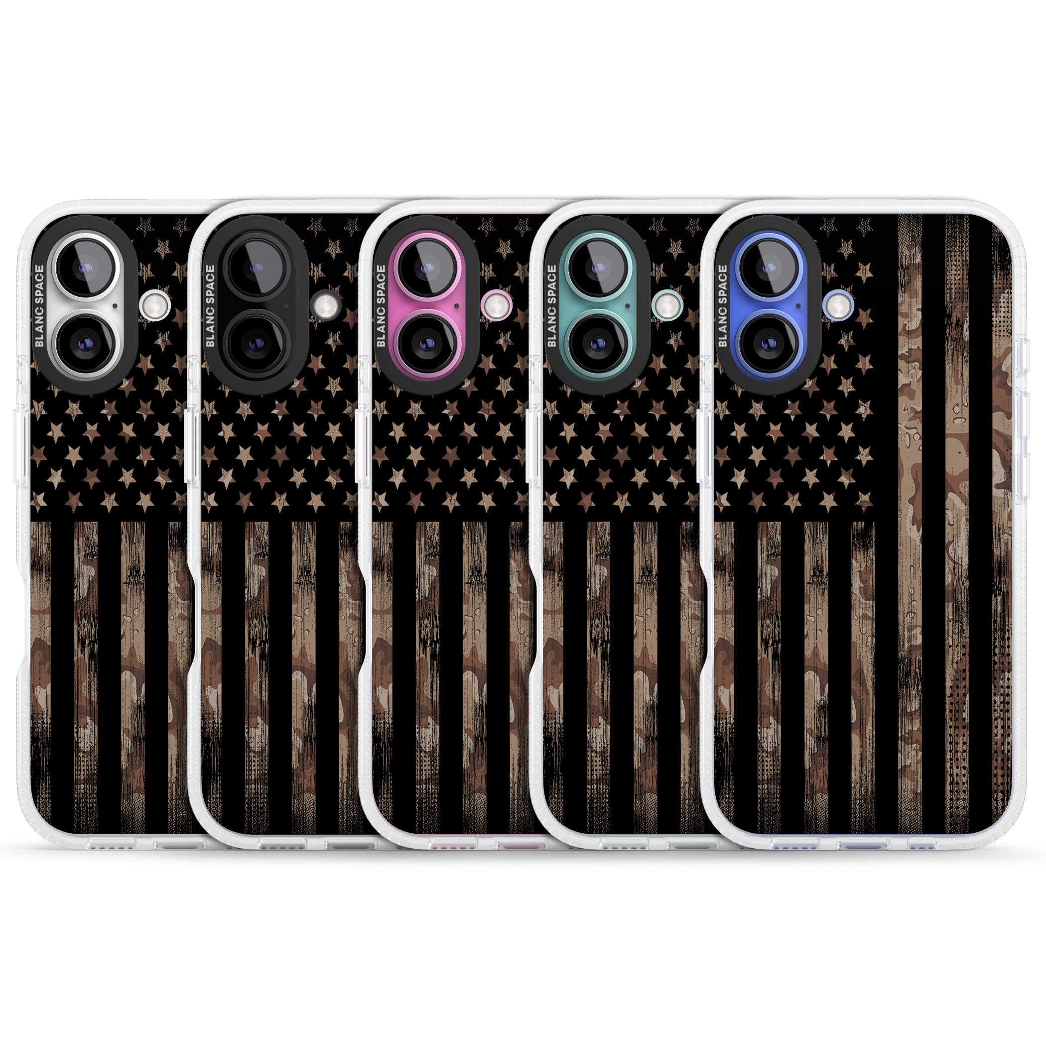 American Flag Camo iPhone 16 / 16 Plus Clear Case Impact Air - Blanc Space