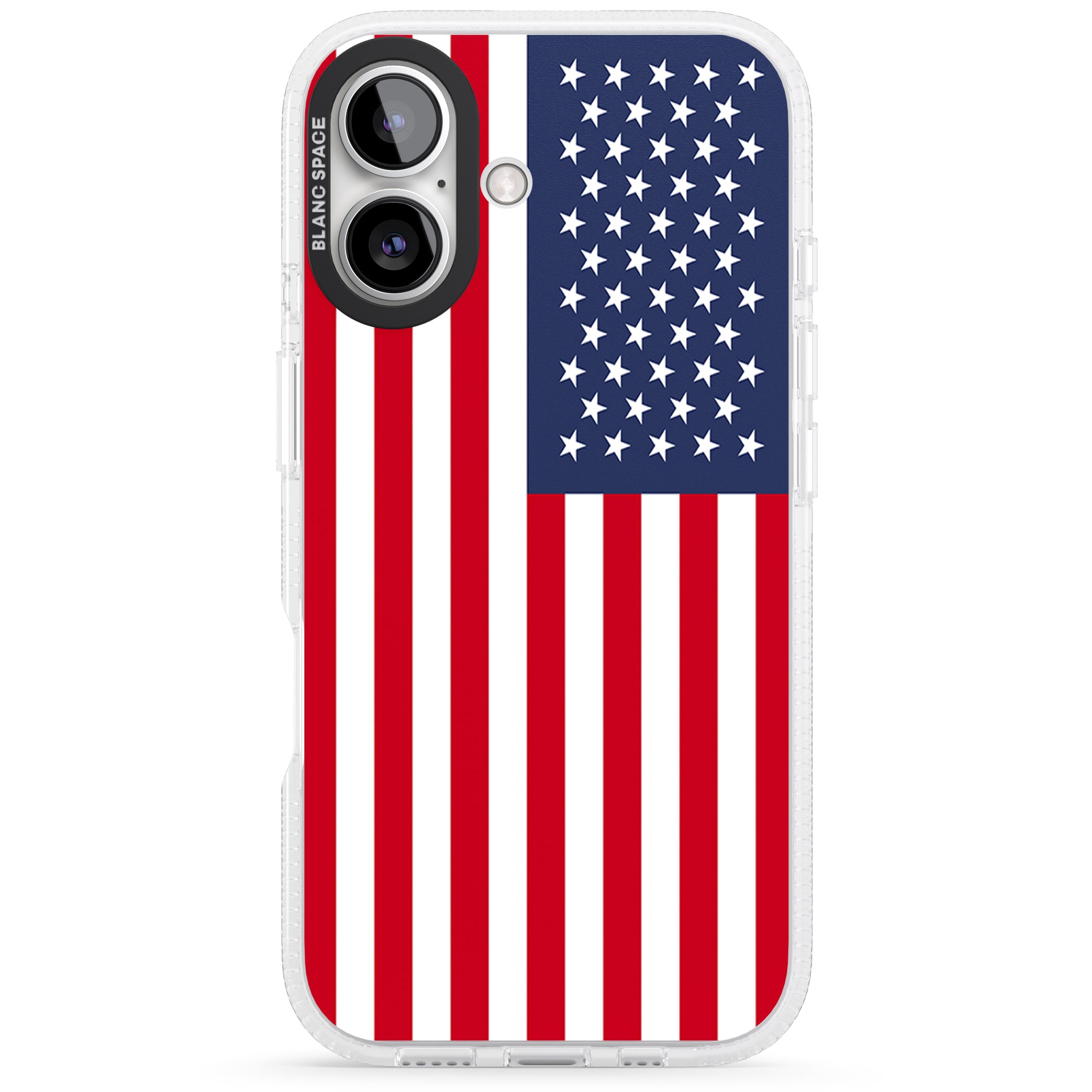 American Flag iPhone 16 / 16 Plus Clear Case Impact Air - Blanc Space