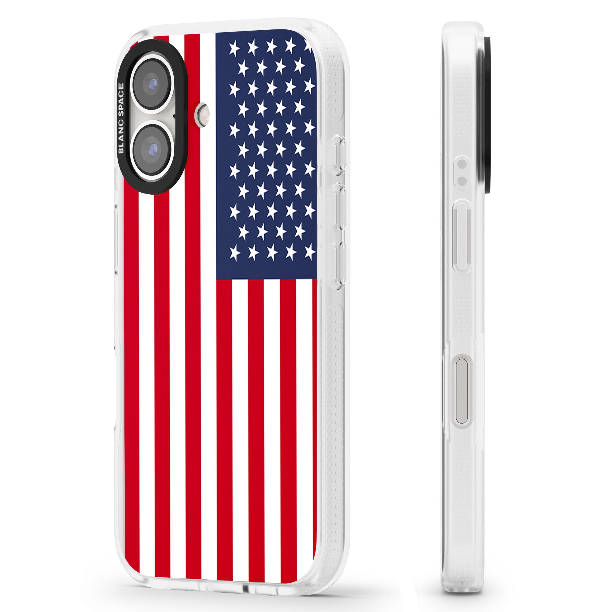 American Flag iPhone 16 / 16 Plus Clear Case Impact Air - Blanc Space