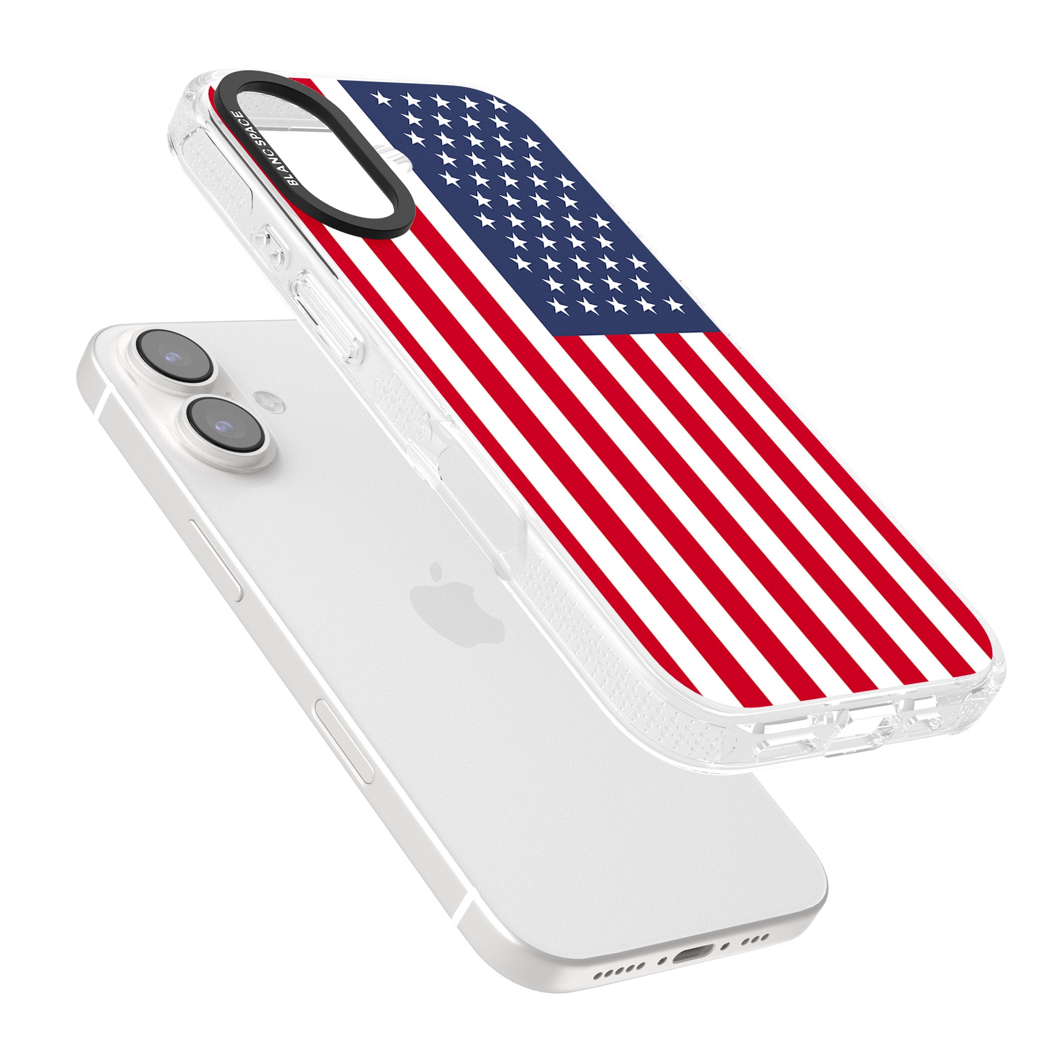 American Flag iPhone 16 / 16 Plus Clear Case Impact Air - Blanc Space