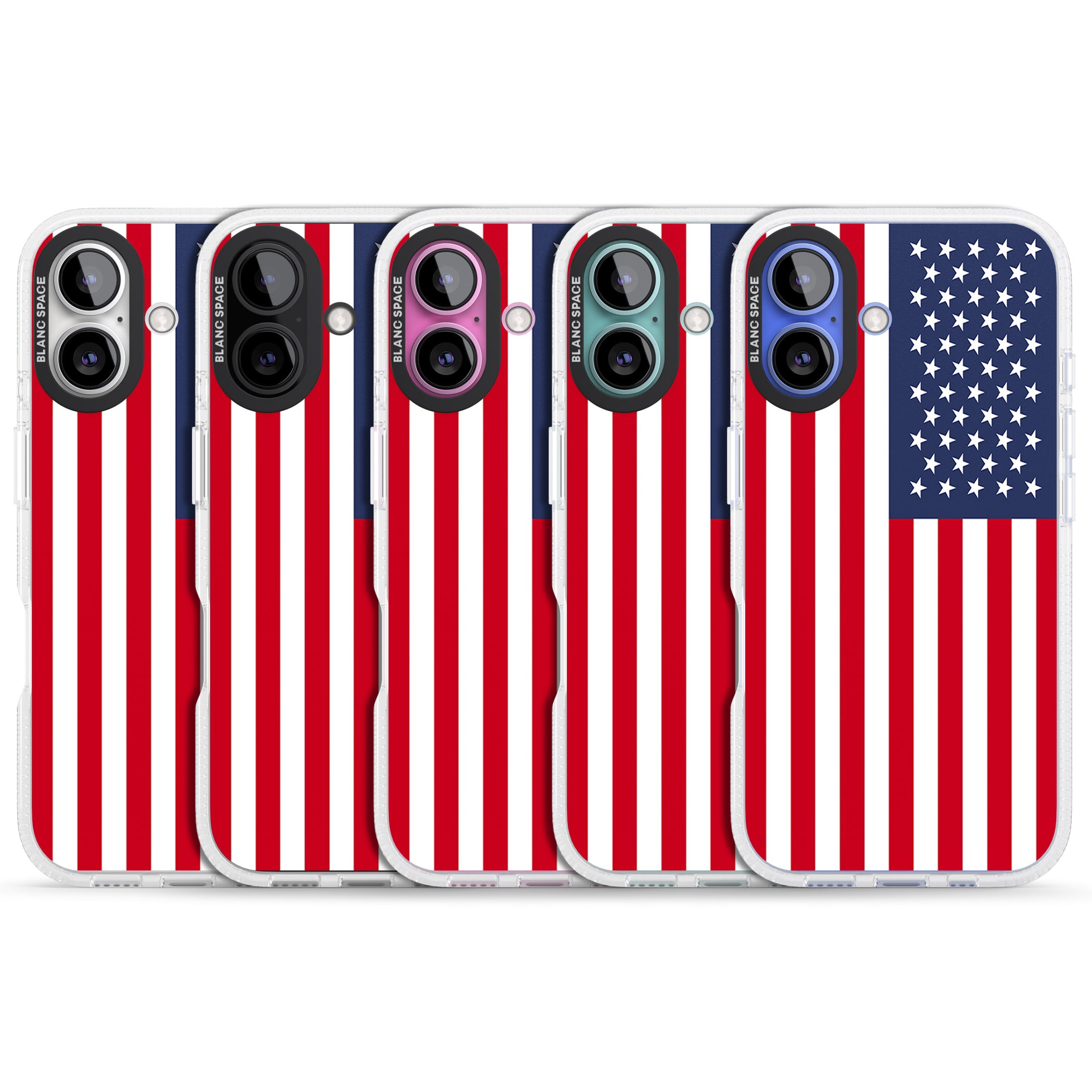 American Flag iPhone 16 / 16 Plus Clear Case Impact Air - Blanc Space