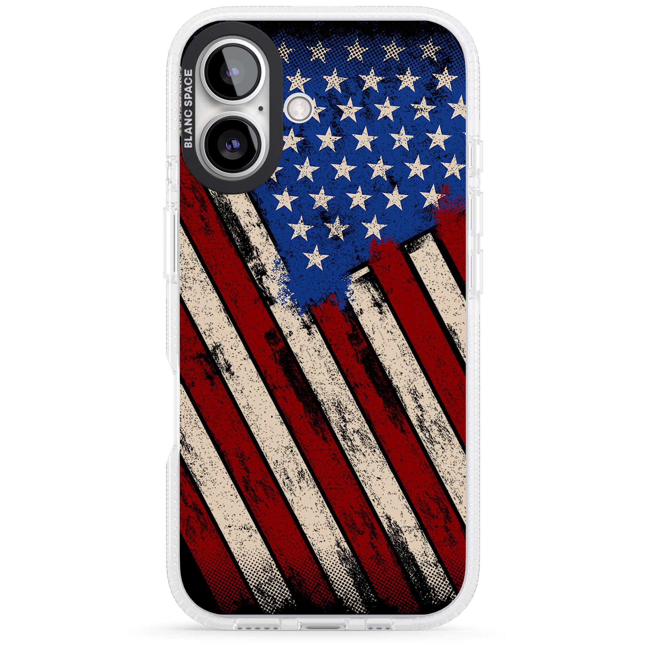 Distressed US Flag iPhone 16 / 16 Plus Clear Case Impact Air - Blanc Space