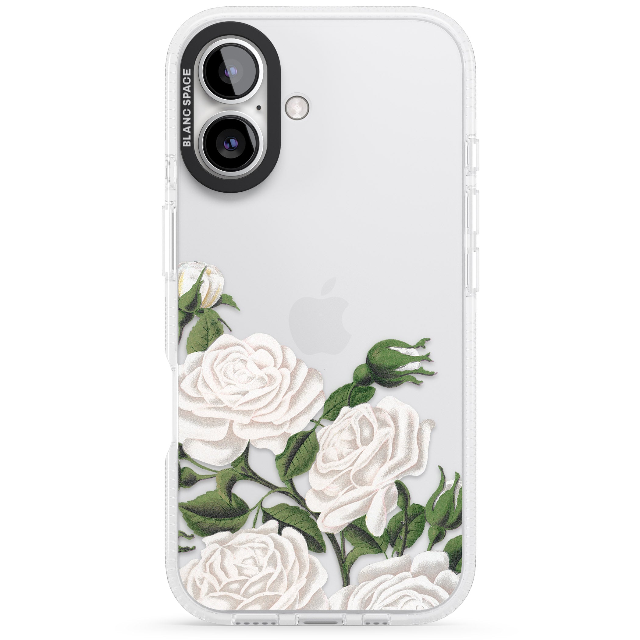 White Vintage Painted Flowers iPhone 16 / 16 Plus Clear Case Impact Air - Blanc Space