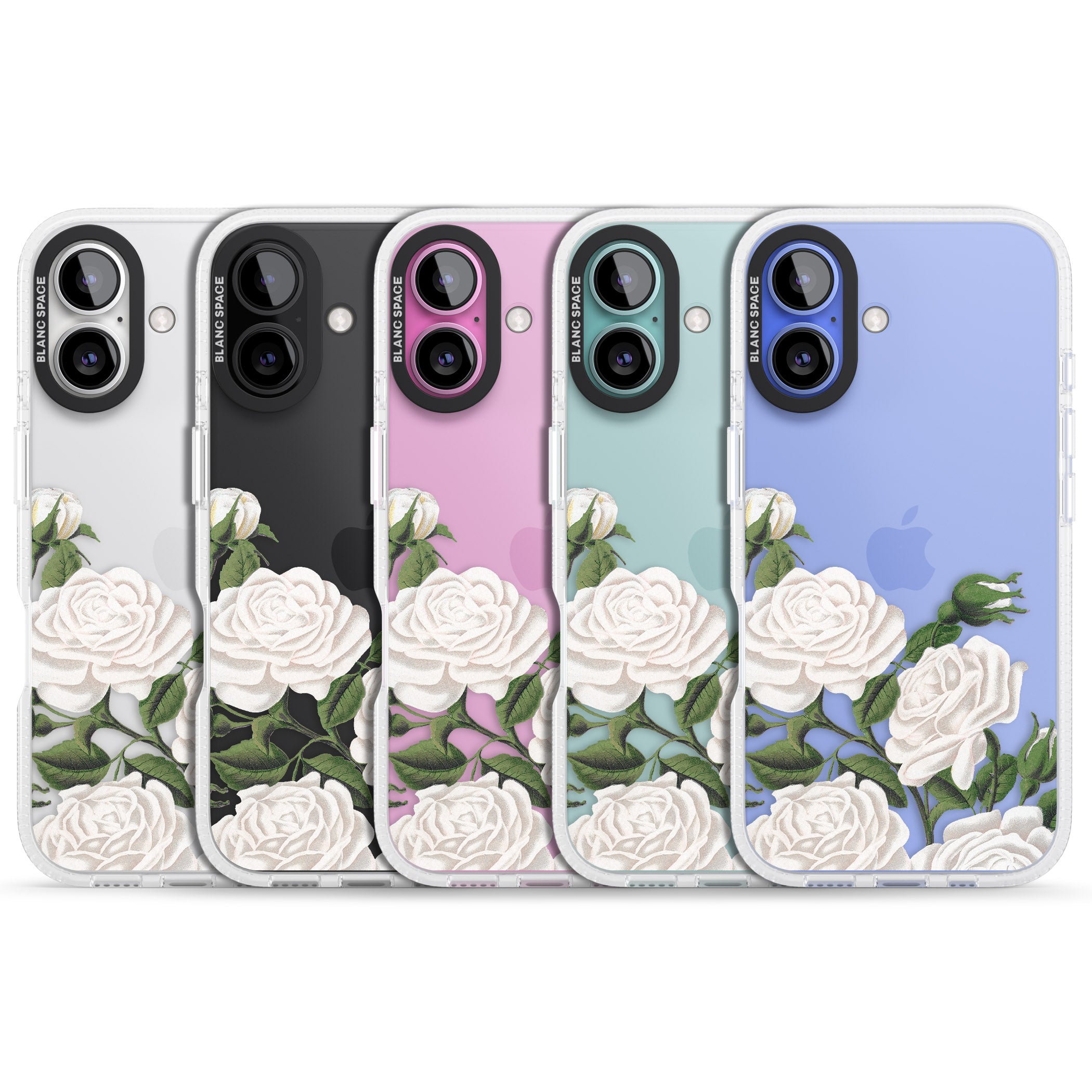 White Vintage Painted Flowers iPhone 16 / 16 Plus Clear Case Impact Air - Blanc Space