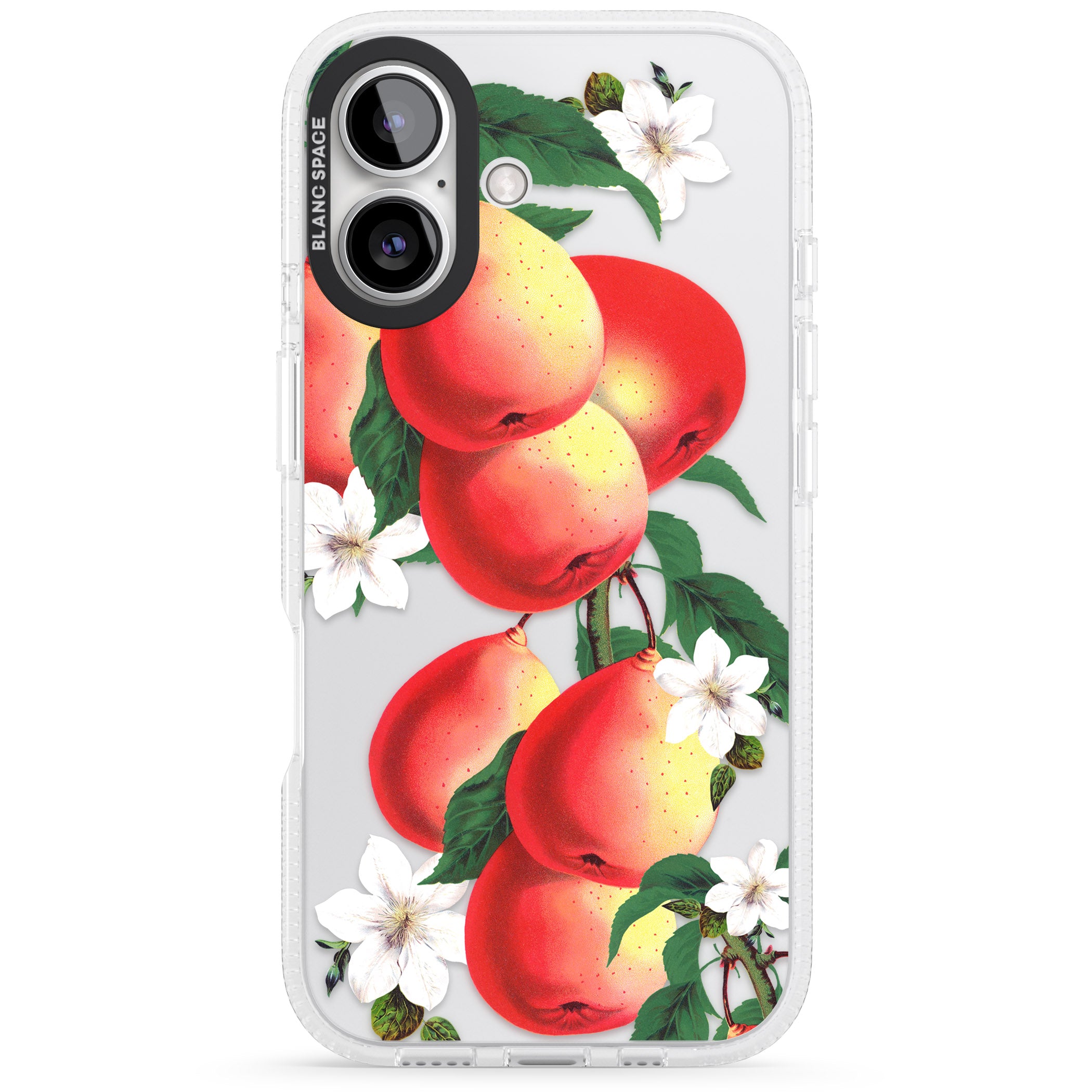 Vintage Painted Peaches iPhone 16 / 16 Plus Clear Case Impact Air - Blanc Space