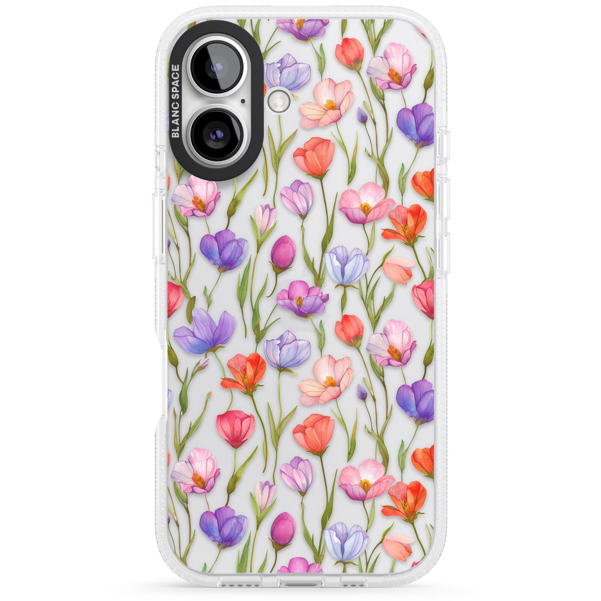 Red, Pink & Purple Flowers iPhone 16 / 16 Plus Clear Case Impact Air - Blanc Space