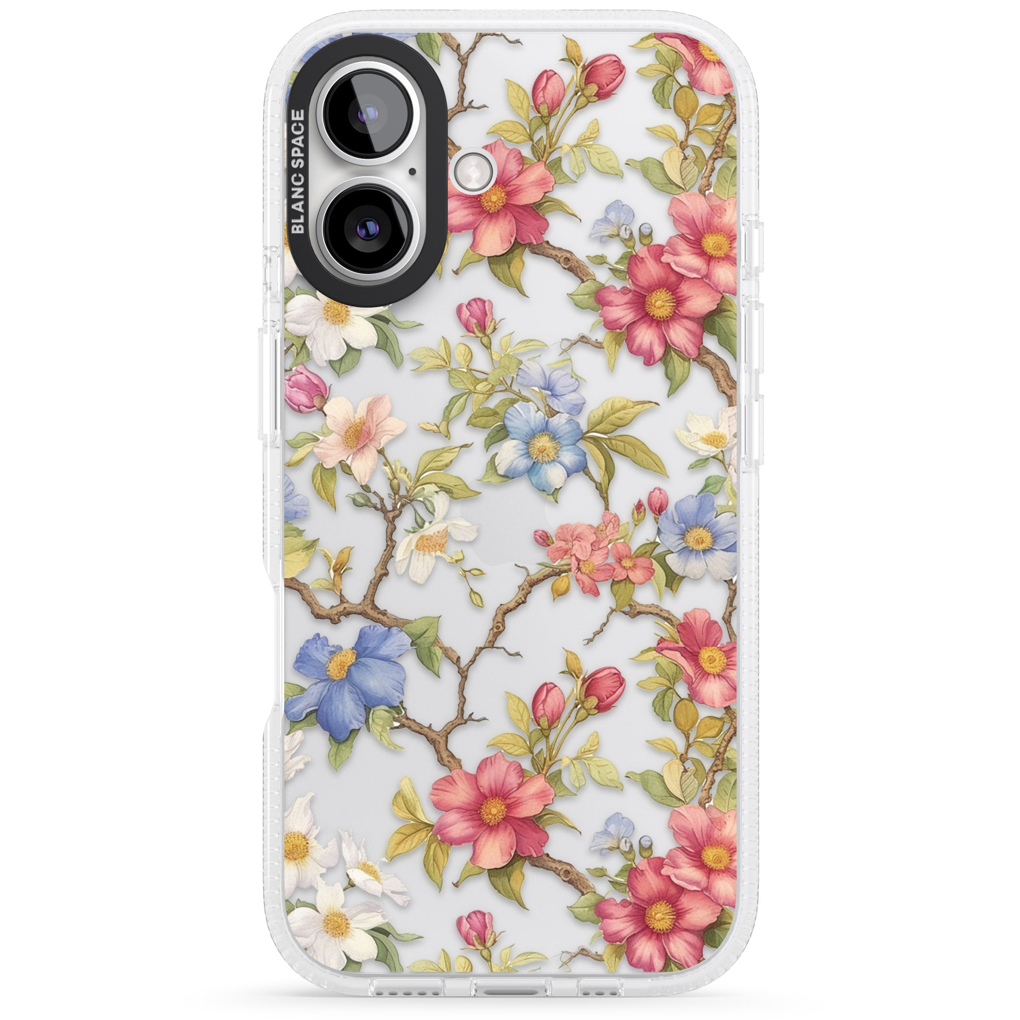 Vintage Vines & Flowers iPhone 16 / 16 Plus Clear Case Impact Air - Blanc Space