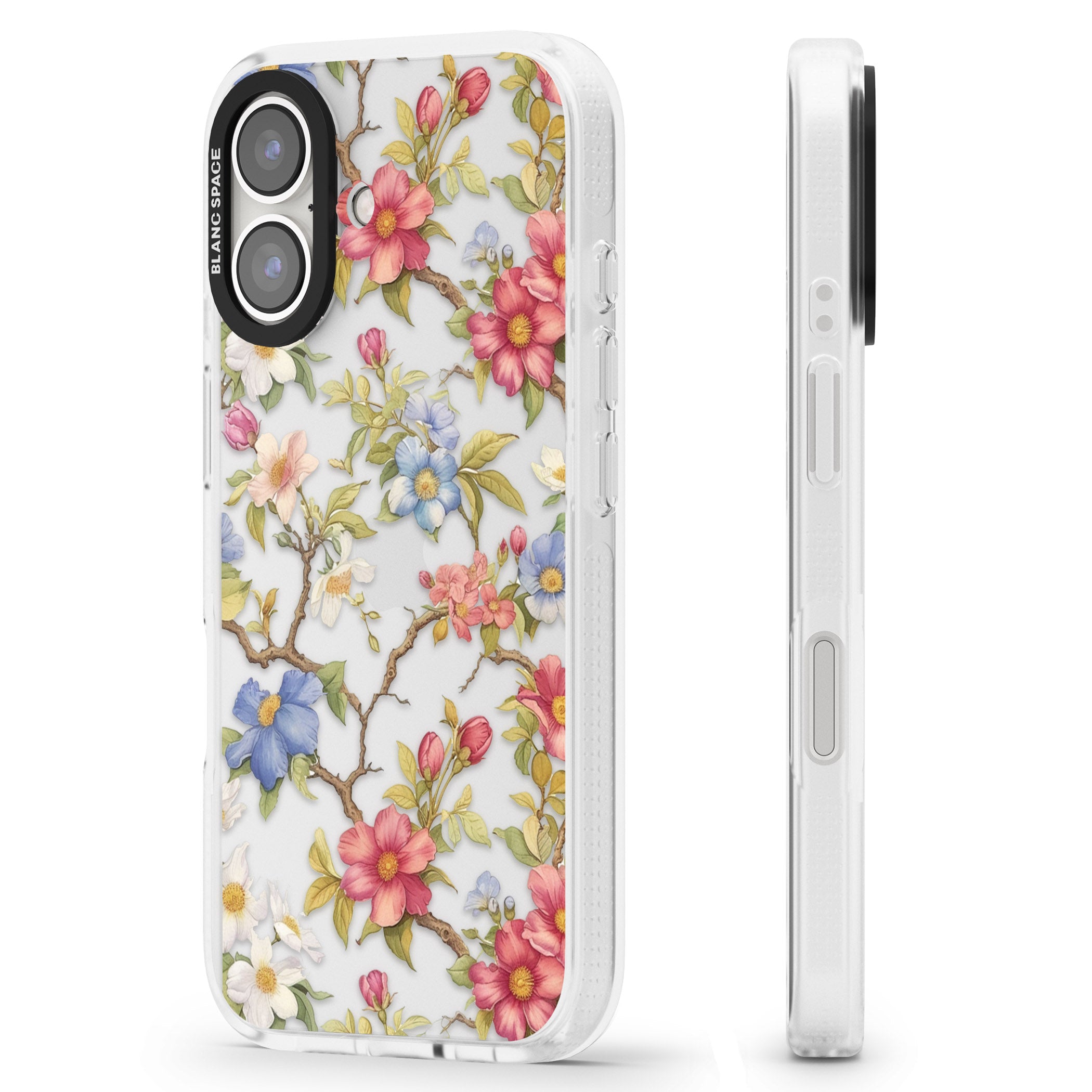 Vintage Vines & Flowers iPhone 16 / 16 Plus Clear Case Impact Air - Blanc Space