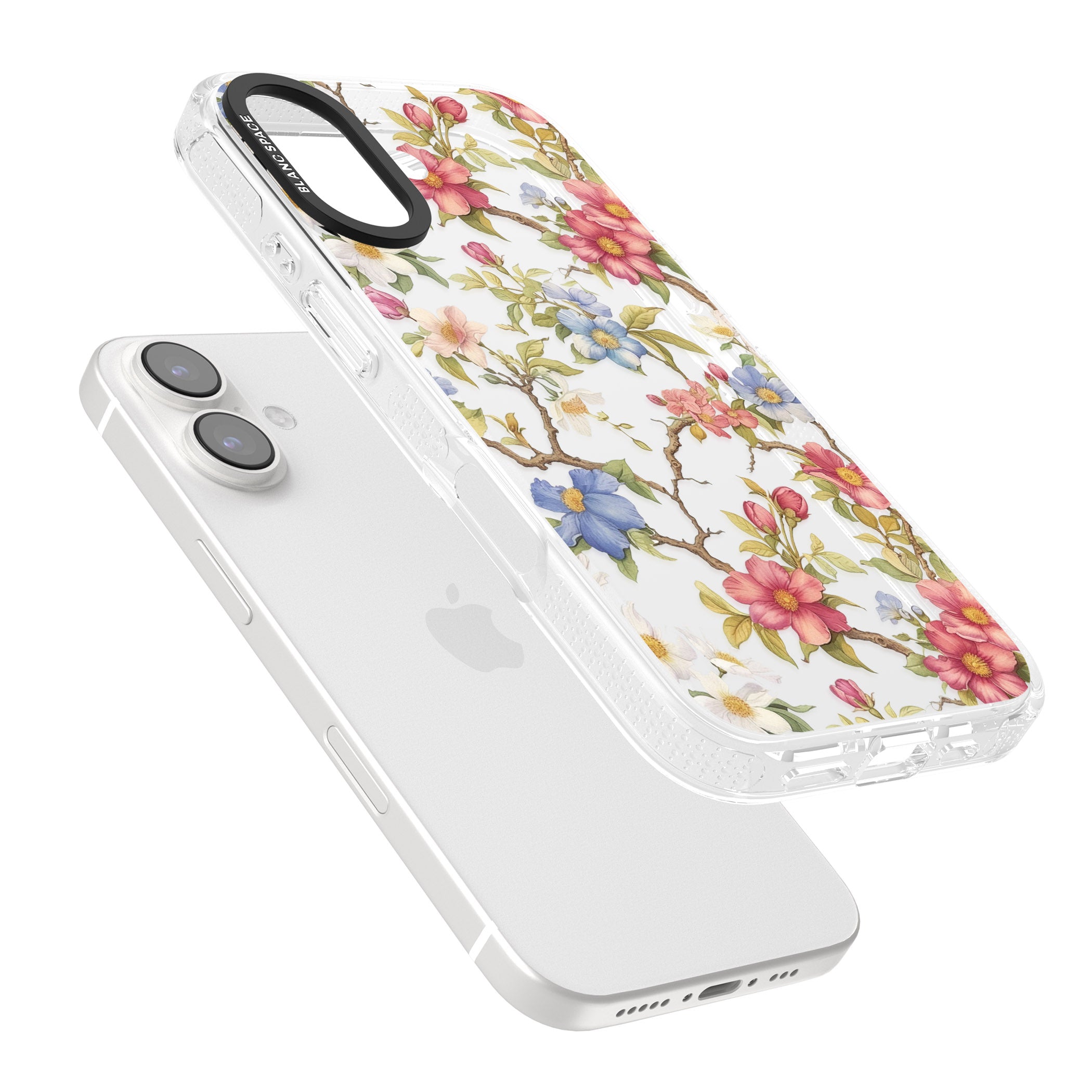 Vintage Vines & Flowers iPhone 16 / 16 Plus Clear Case Impact Air - Blanc Space