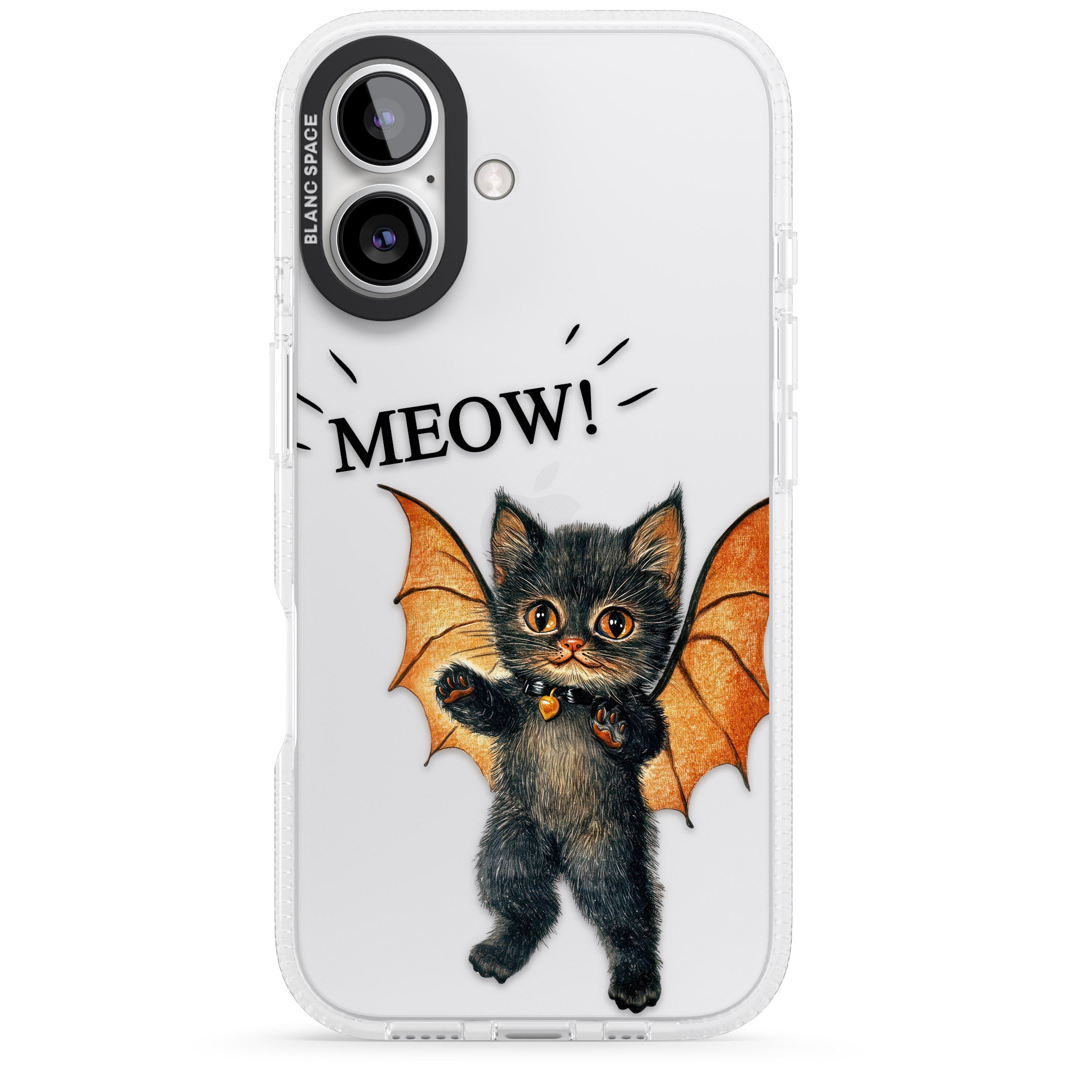 MEOW! iPhone 16 / 16 Plus Clear Case Impact Air - Blanc Space