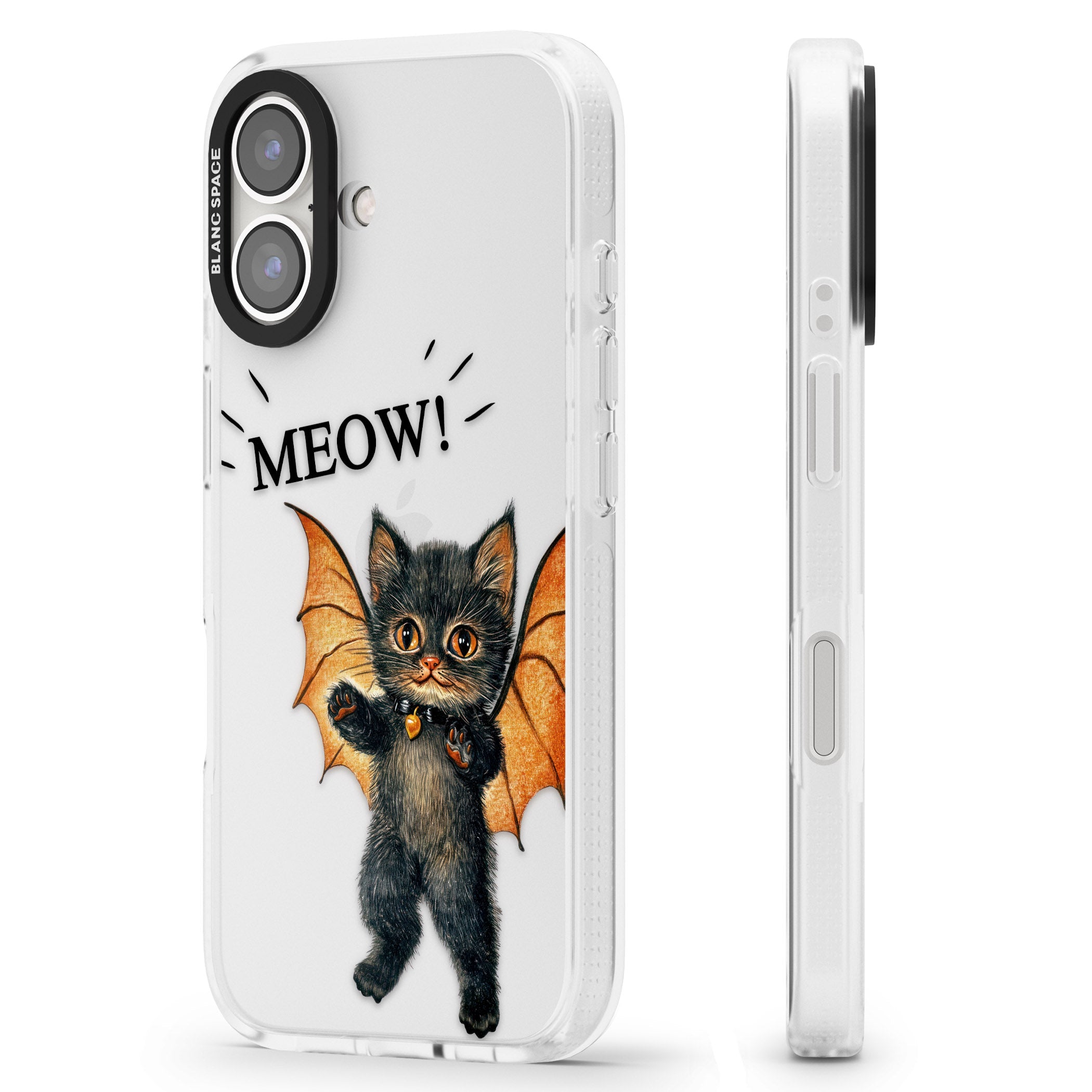 MEOW! iPhone 16 / 16 Plus Clear Case Impact Air - Blanc Space