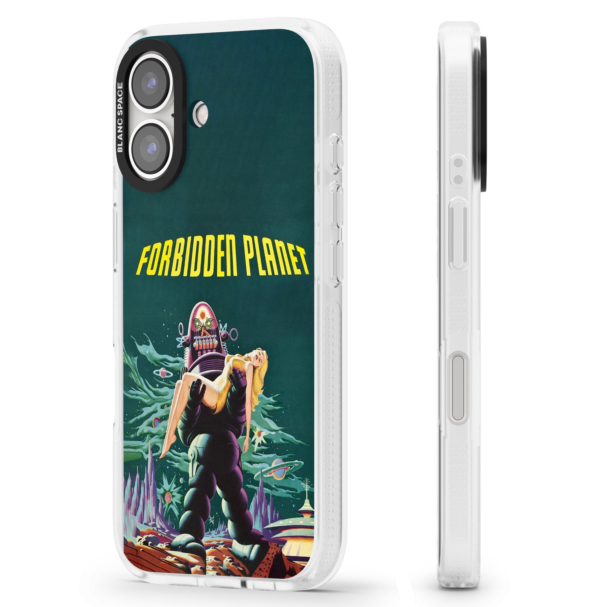 Forbidden Planet Poster iPhone 16 / 16 Plus Clear Case Impact Air - Blanc Space