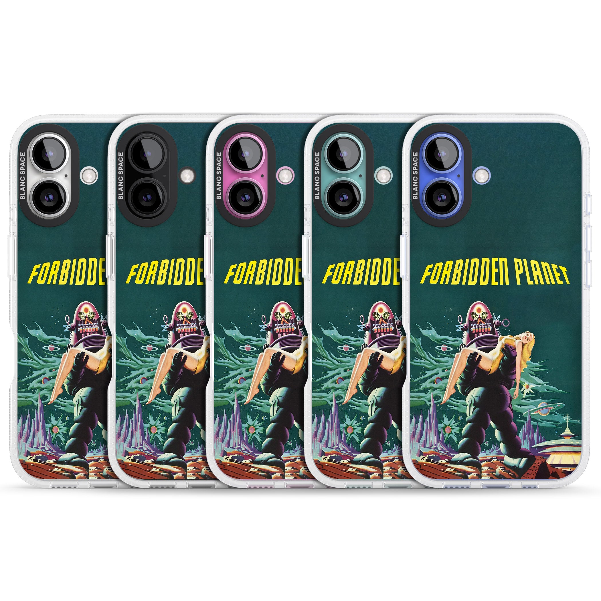 Forbidden Planet Poster iPhone 16 / 16 Plus Clear Case Impact Air - Blanc Space