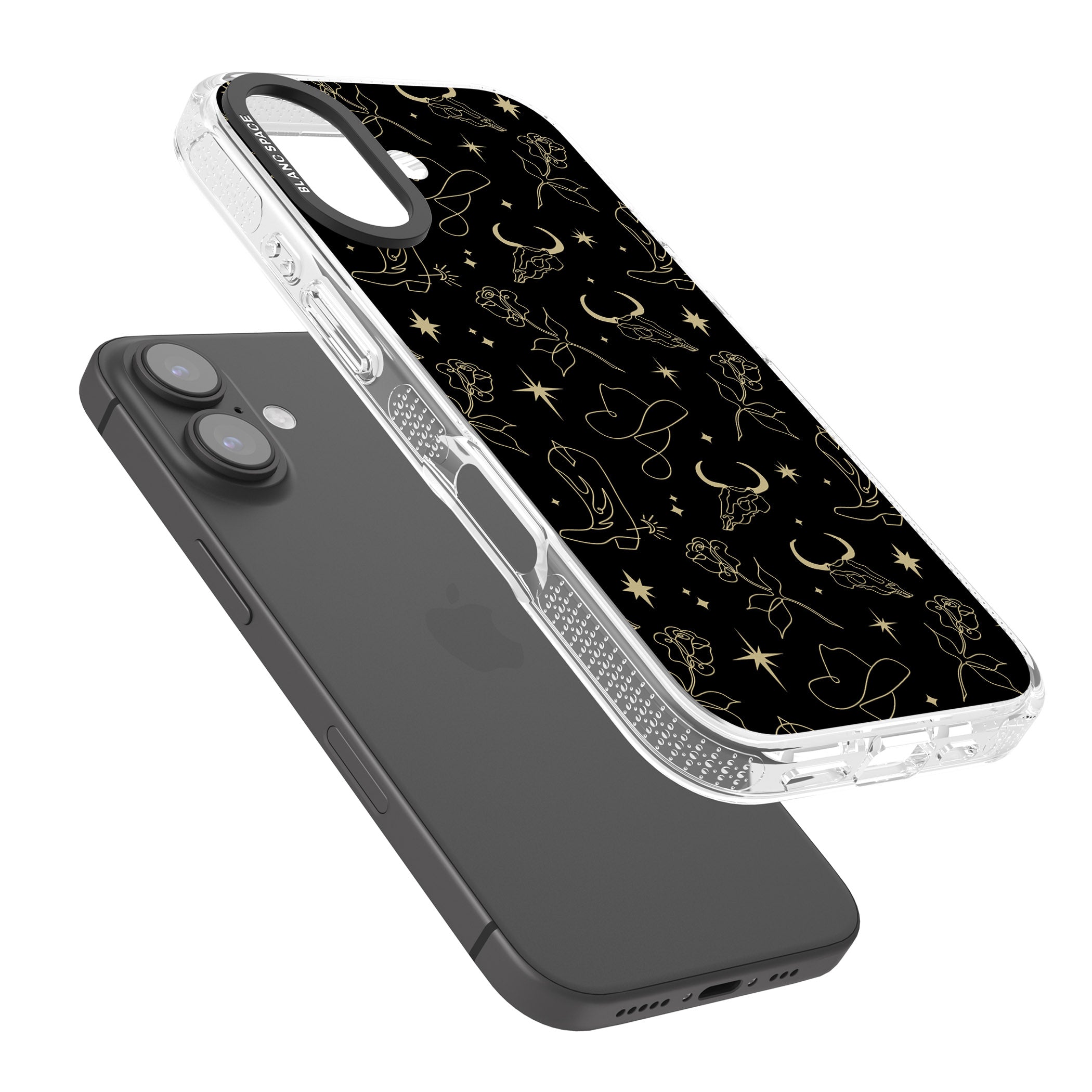 Celestial West Pattern iPhone 16 / 16 Plus Clear Case Impact Air - Blanc Space