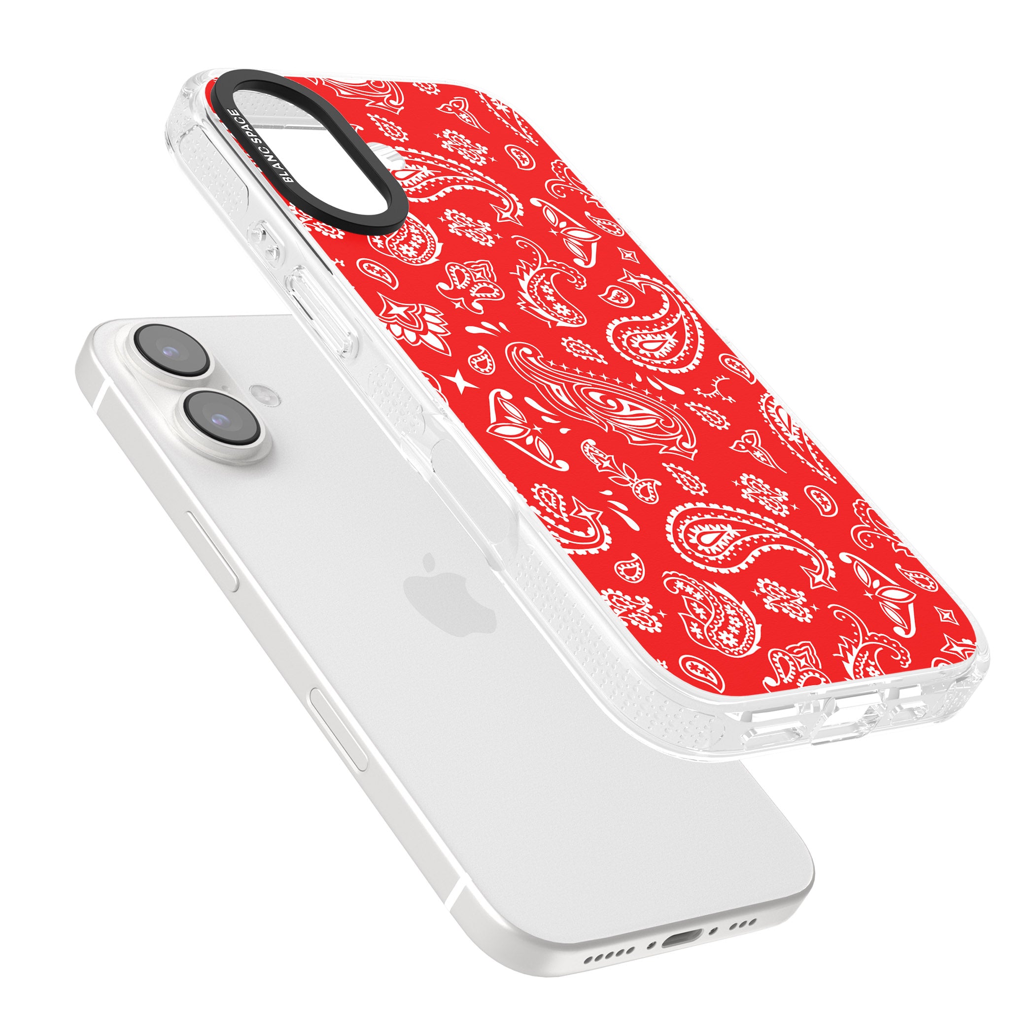 Red Bandana iPhone 16 / 16 Plus Clear Case Impact Air - Blanc Space