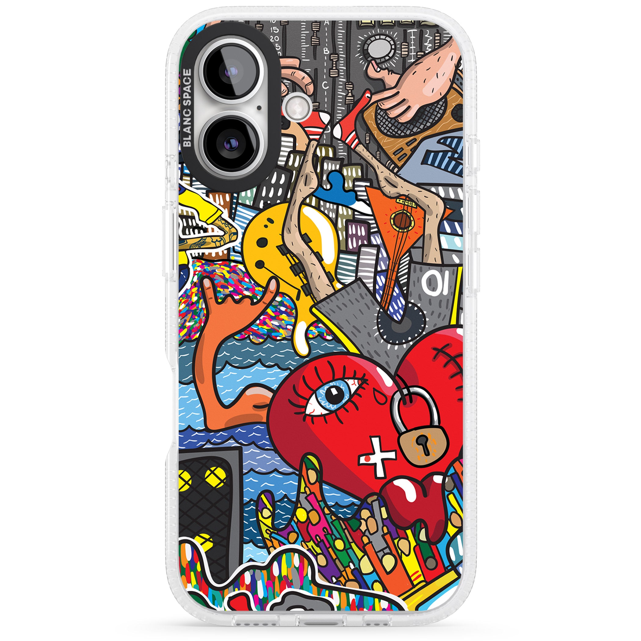 Crowd Tsunami iPhone 16 / 16 Plus Clear Case Impact Air - Blanc Space