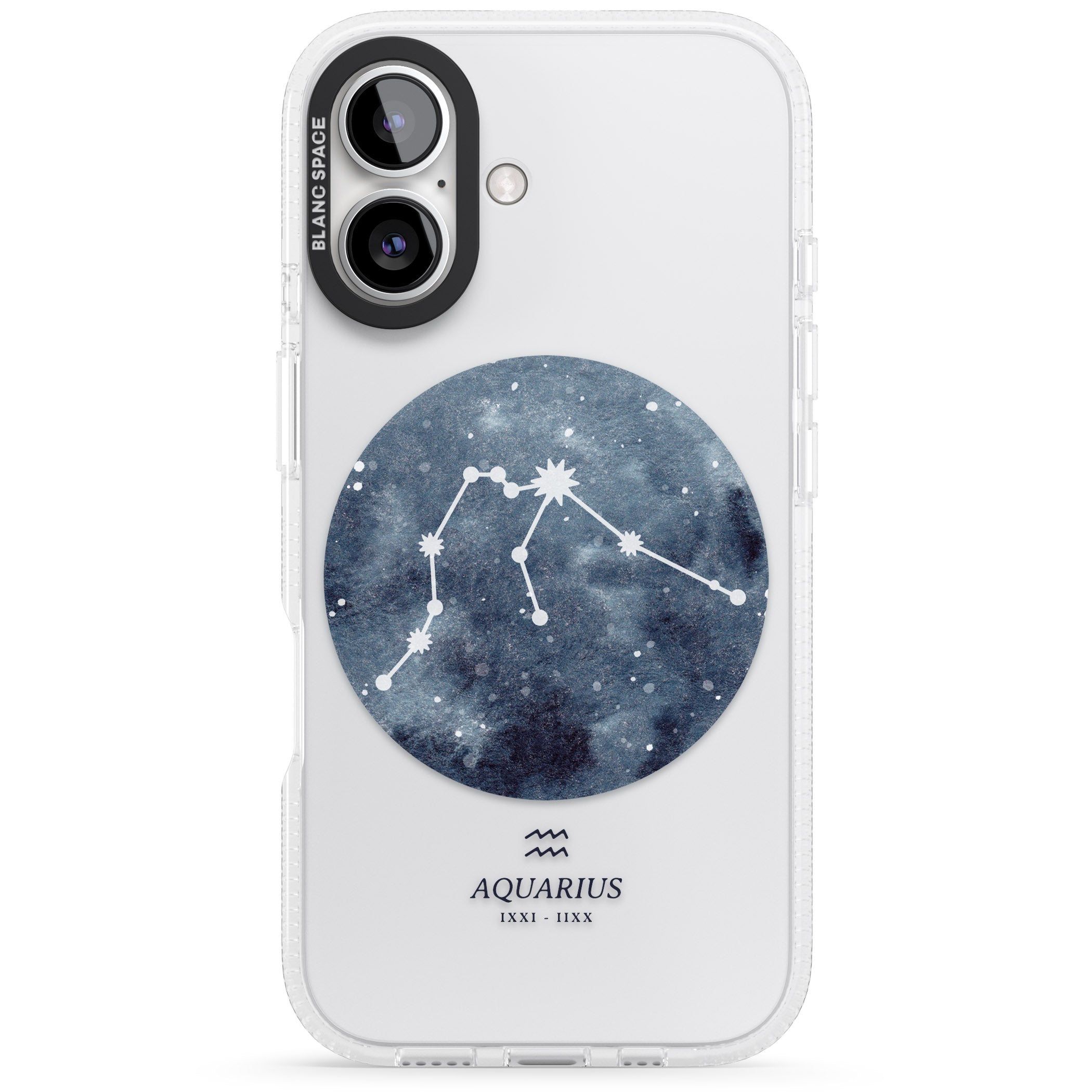 Aquarius Zodiac Transparent Design - Blue iPhone 16 / 16 Plus Clear Case Impact Air - Blanc Space