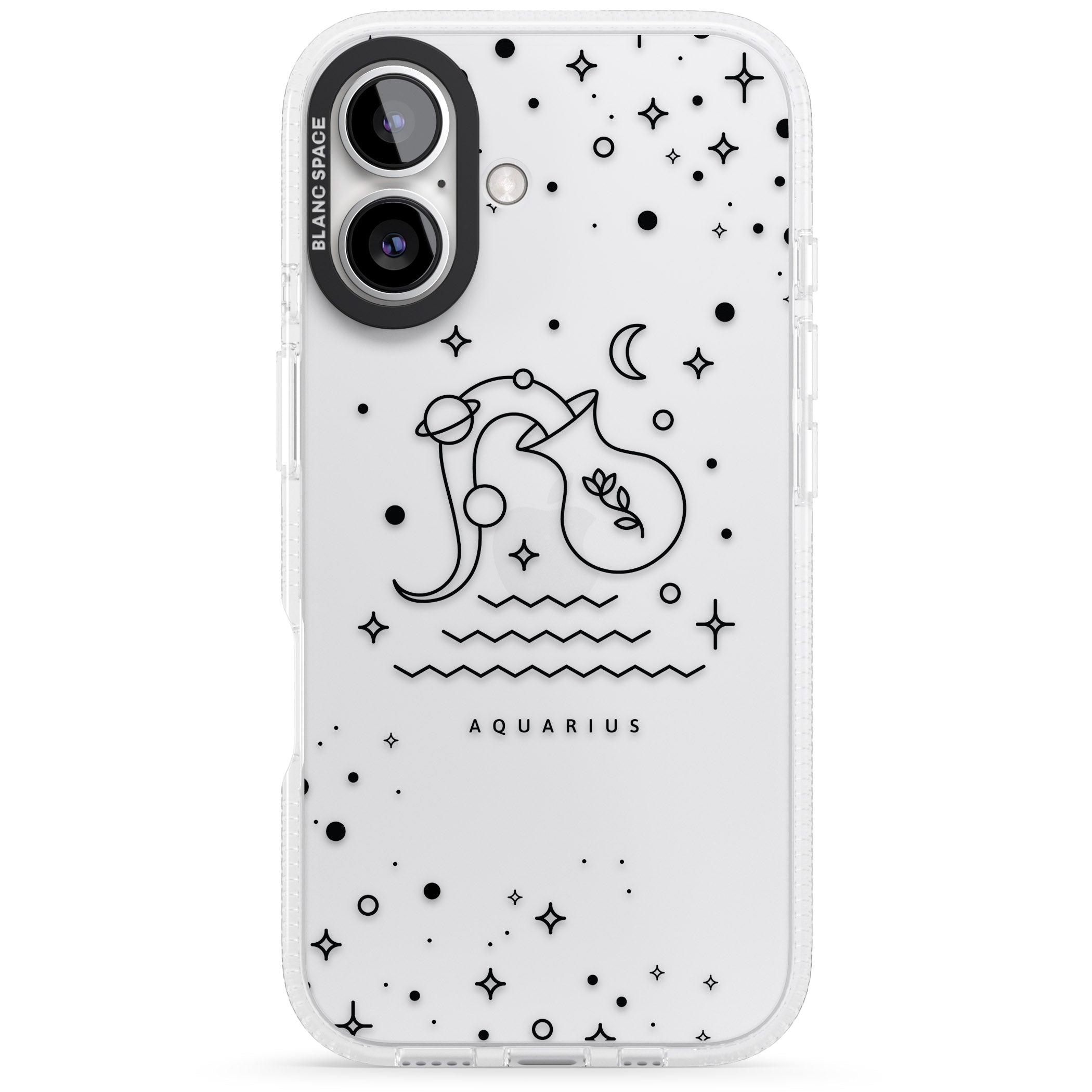 Aquarius Emblem - Transparent Design iPhone 16 / 16 Plus Clear Case Impact Air - Blanc Space