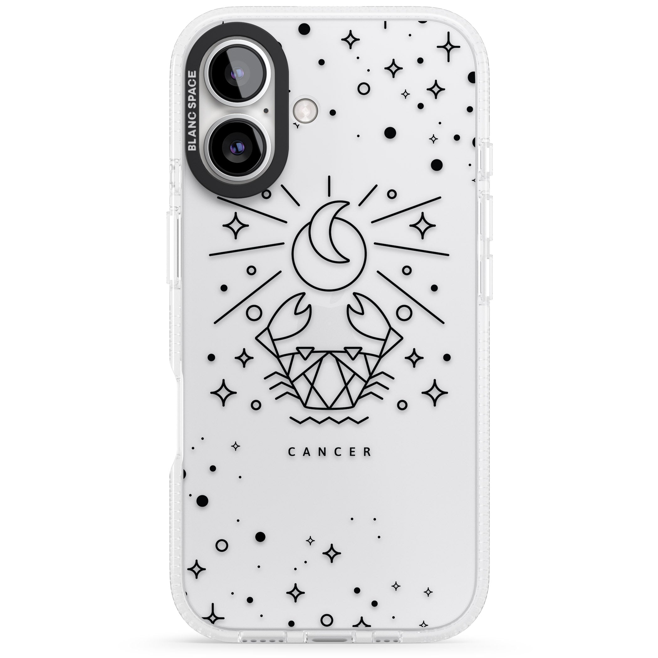 Cancer Emblem - Transparent Design iPhone 16 / 16 Plus Clear Case Impact Air - Blanc Space