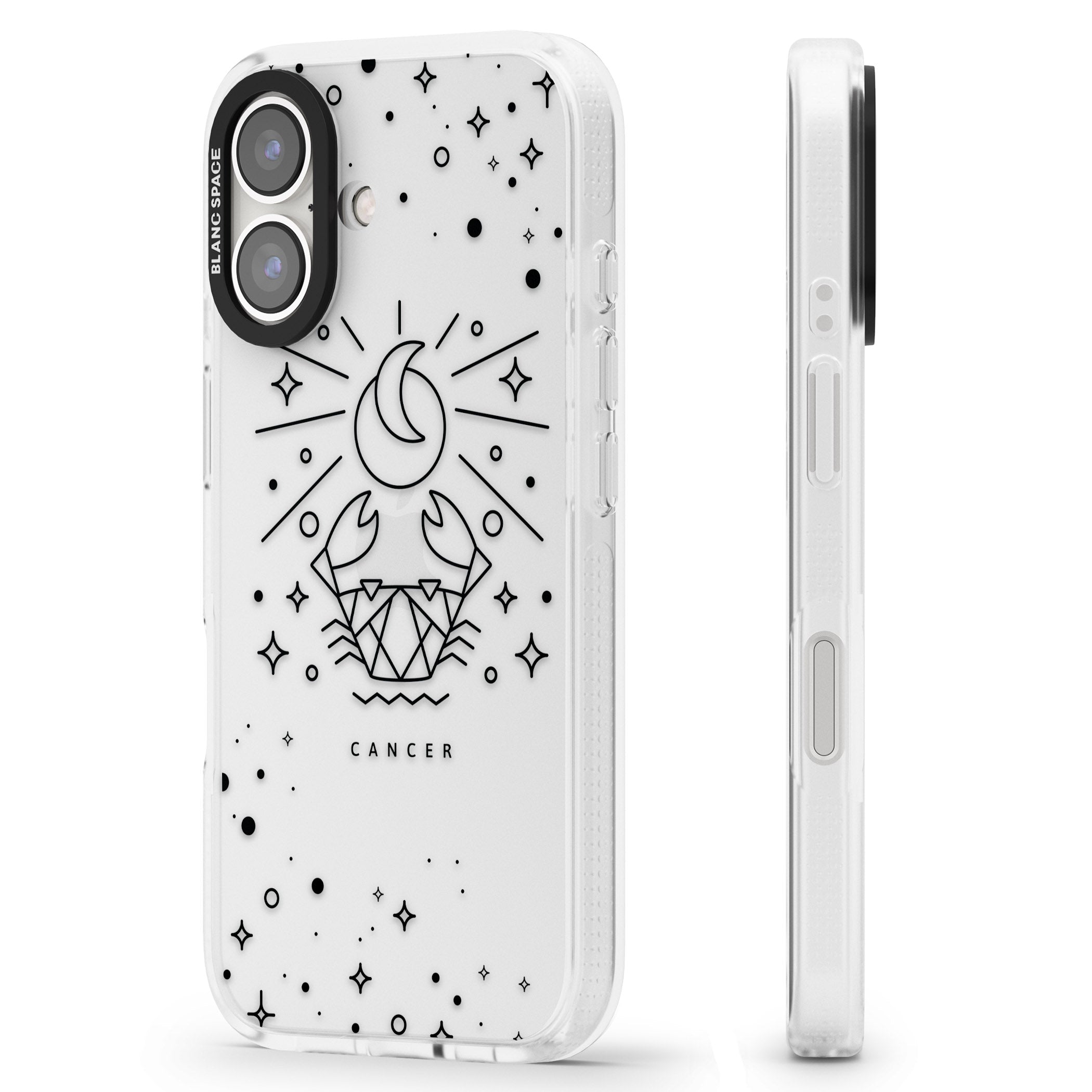 Cancer Emblem - Transparent Design iPhone 16 / 16 Plus Clear Case Impact Air - Blanc Space
