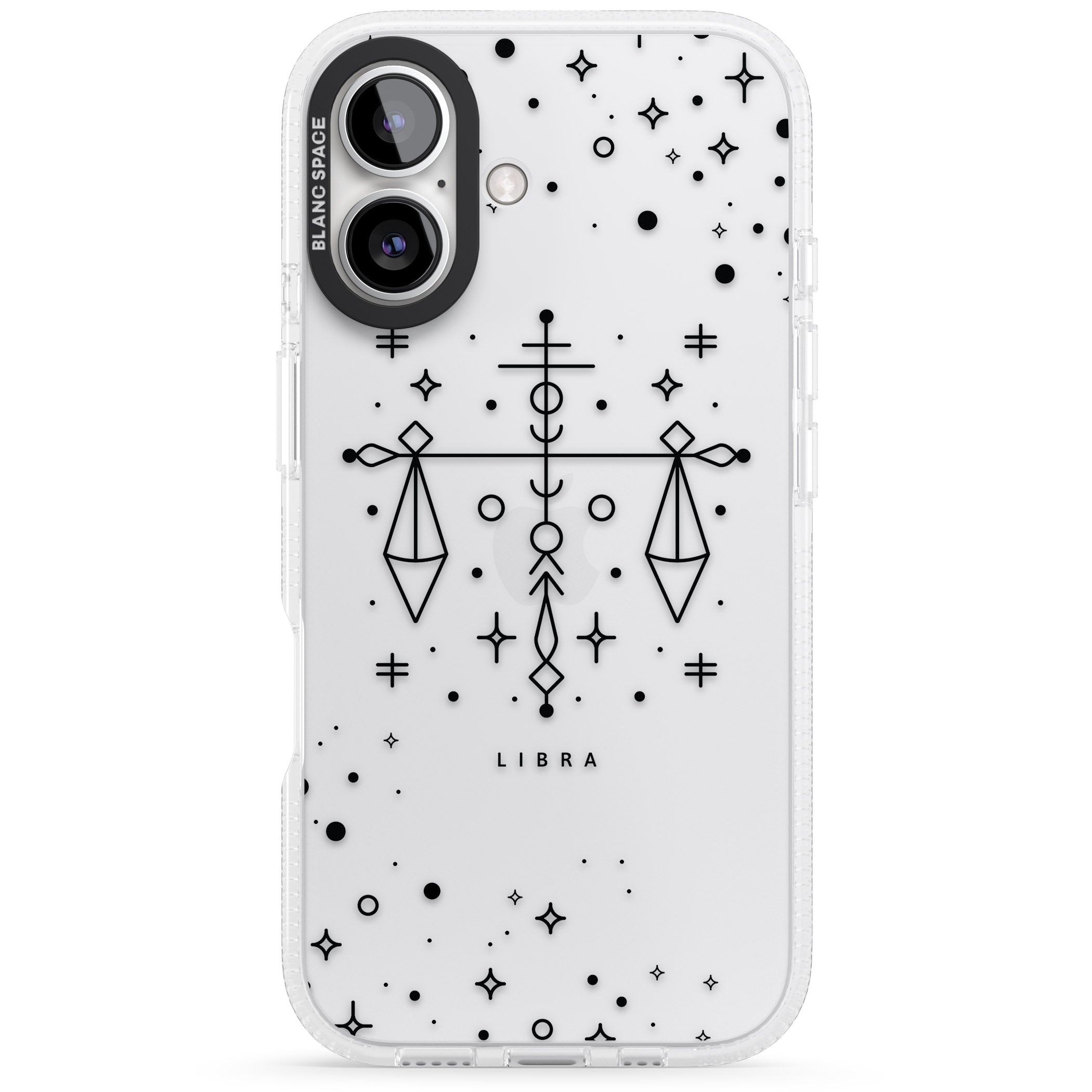 Libra Emblem - Transparent Design iPhone 16 / 16 Plus Clear Case Impact Air - Blanc Space