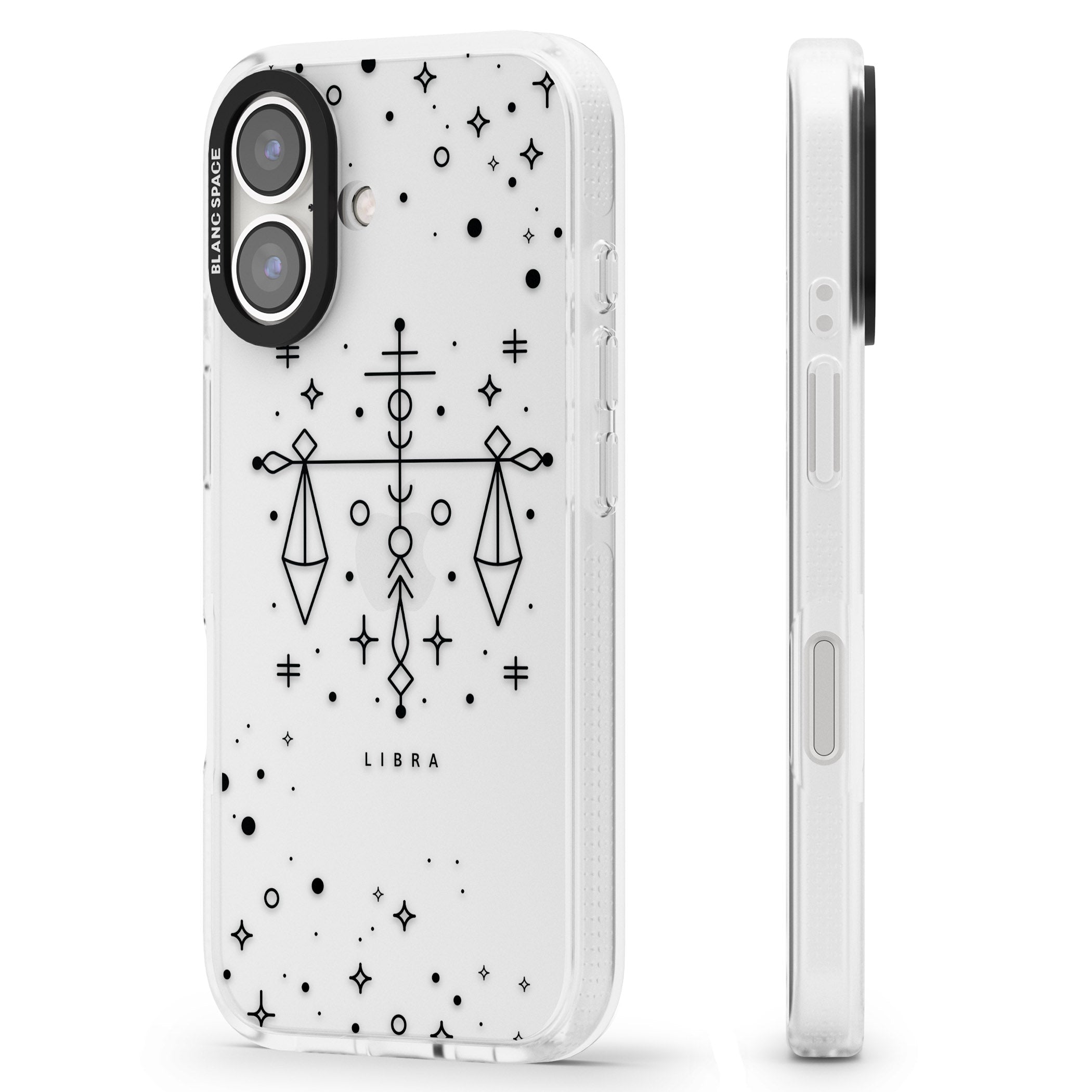 Libra Emblem - Transparent Design iPhone 16 / 16 Plus Clear Case Impact Air - Blanc Space