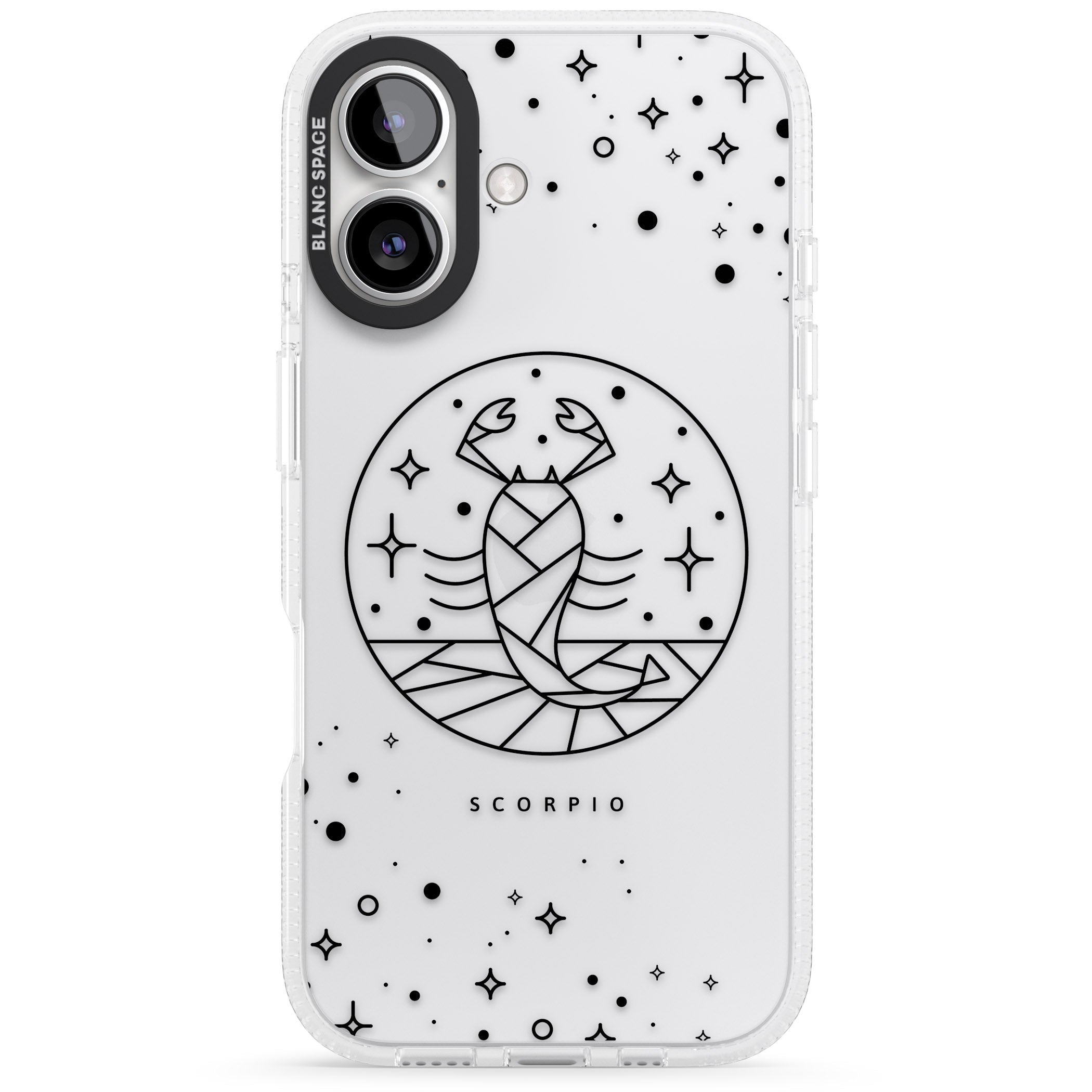 Scorpio Emblem - Transparent Design iPhone 16 / 16 Plus Clear Case Impact Air - Blanc Space