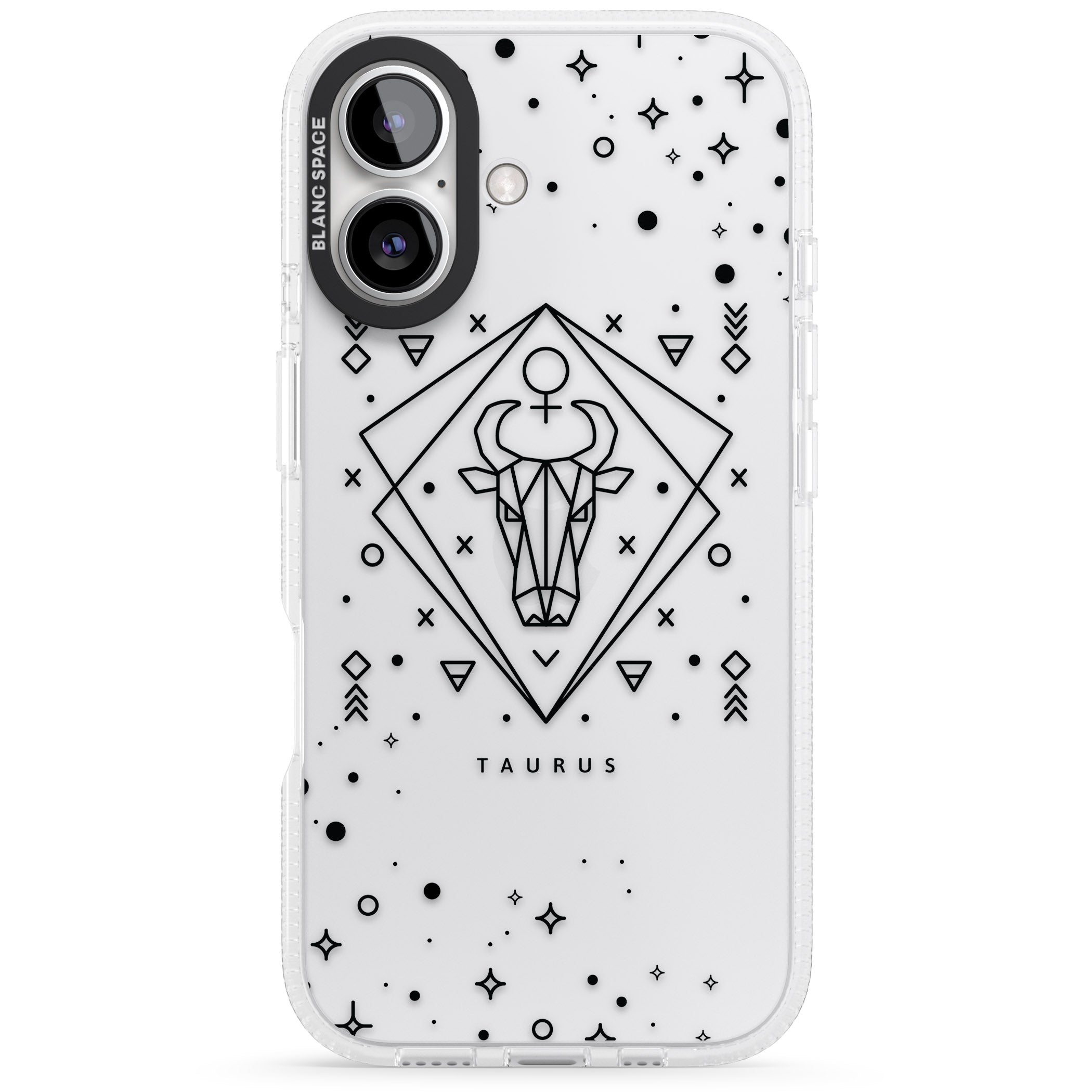 Taurus Emblem - Transparent Design iPhone 16 / 16 Plus Clear Case Impact Air - Blanc Space