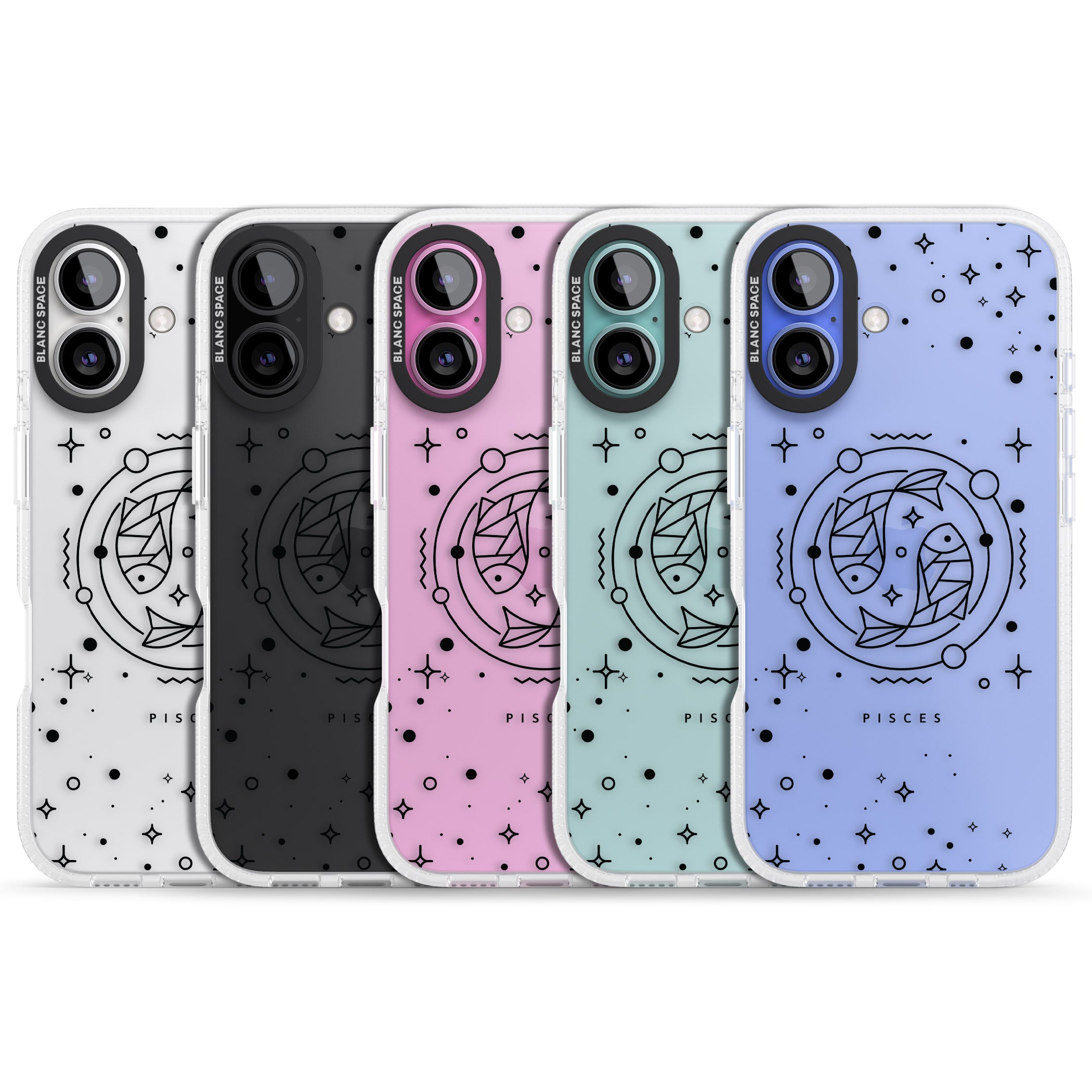 Pisces Emblem - Transparent Design iPhone 16 / 16 Plus Clear Case Impact Air - Blanc Space