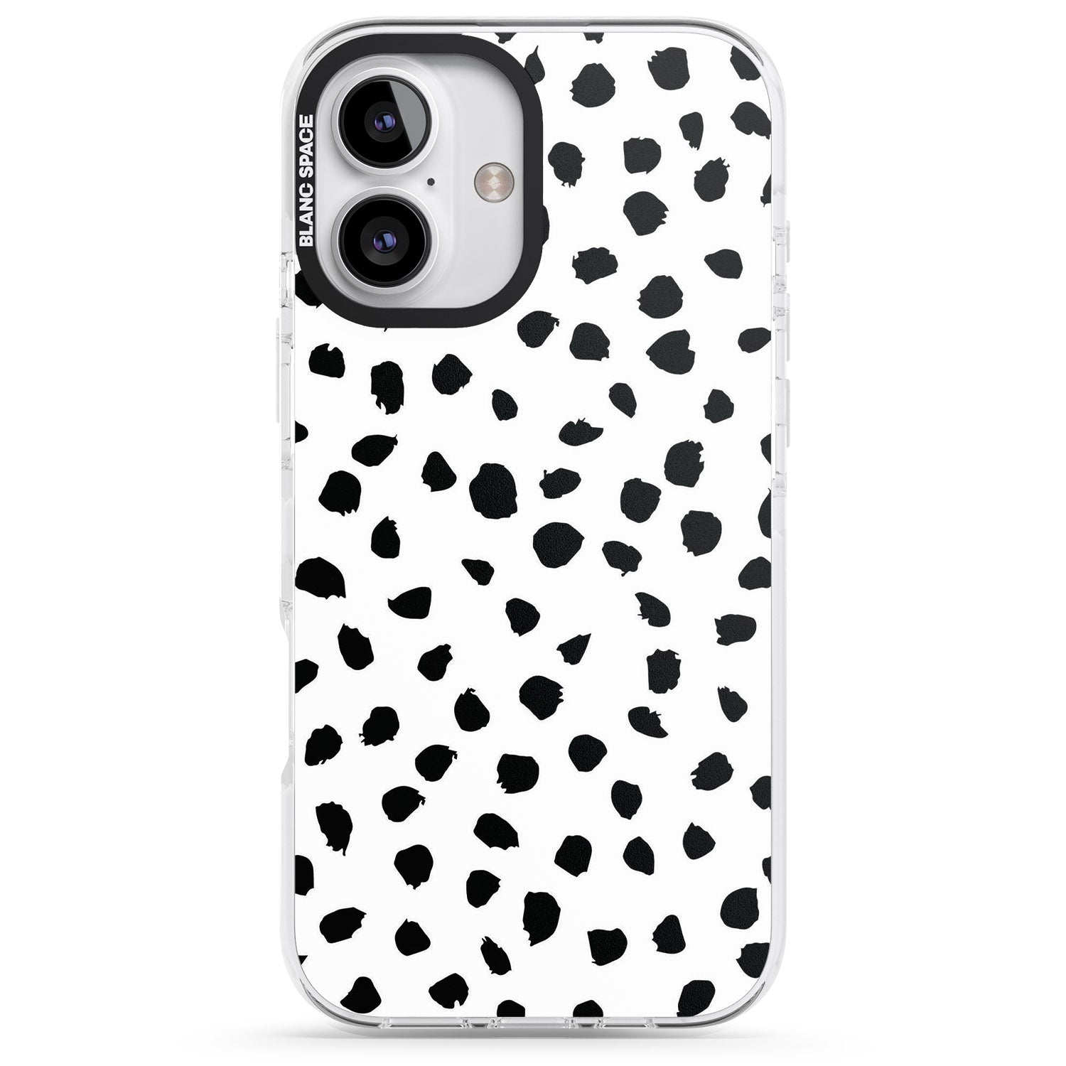iPhone 16 Pro Max White Dalmatian Print Black Impact Phone Case